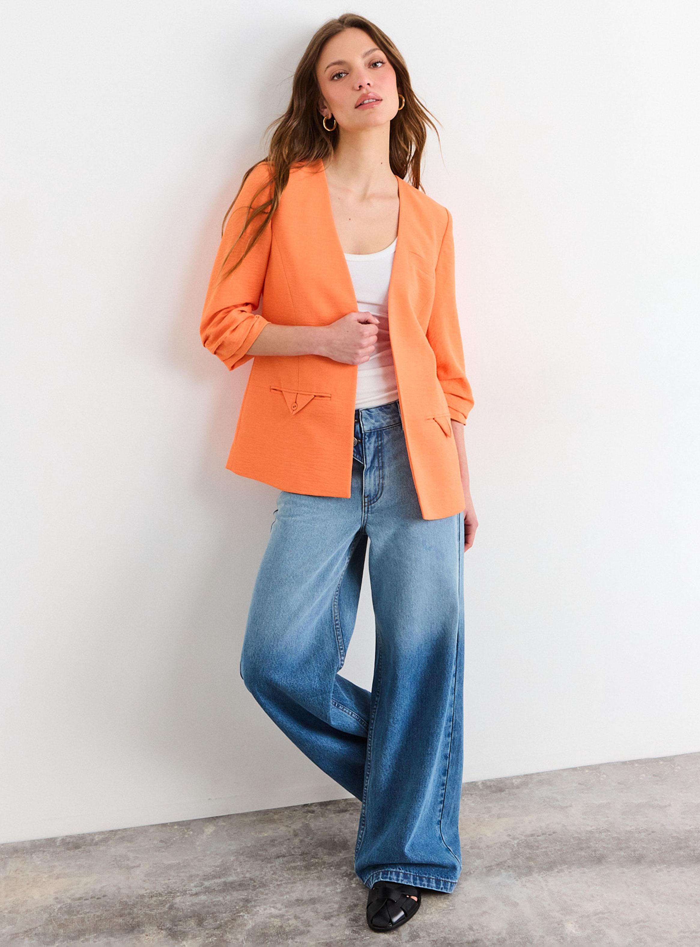 Blazer con Cuello V Mangas Tres Cuartos-4