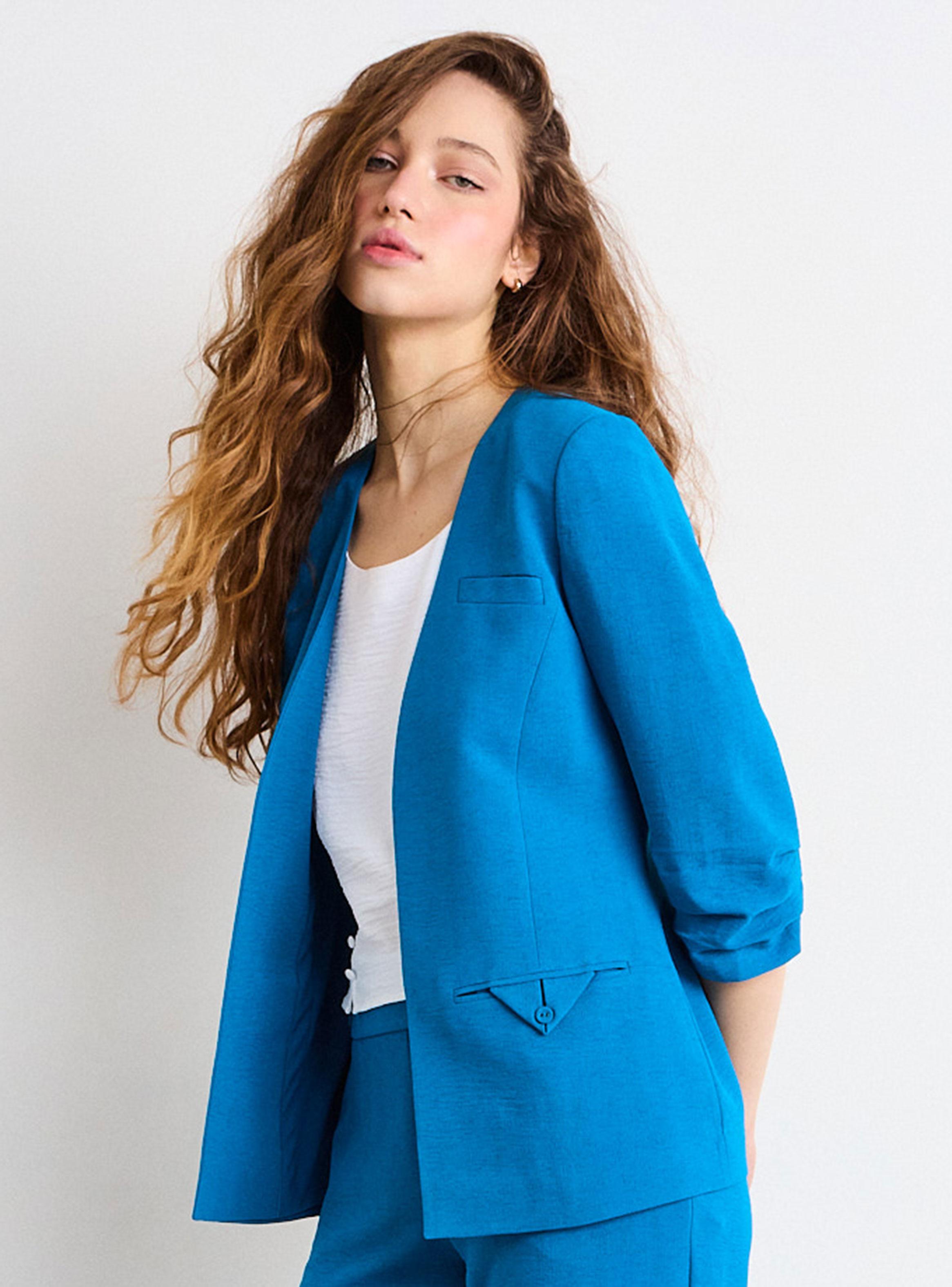 Blazer Cuello V Mangas 3/4 Regular Poliéster-2