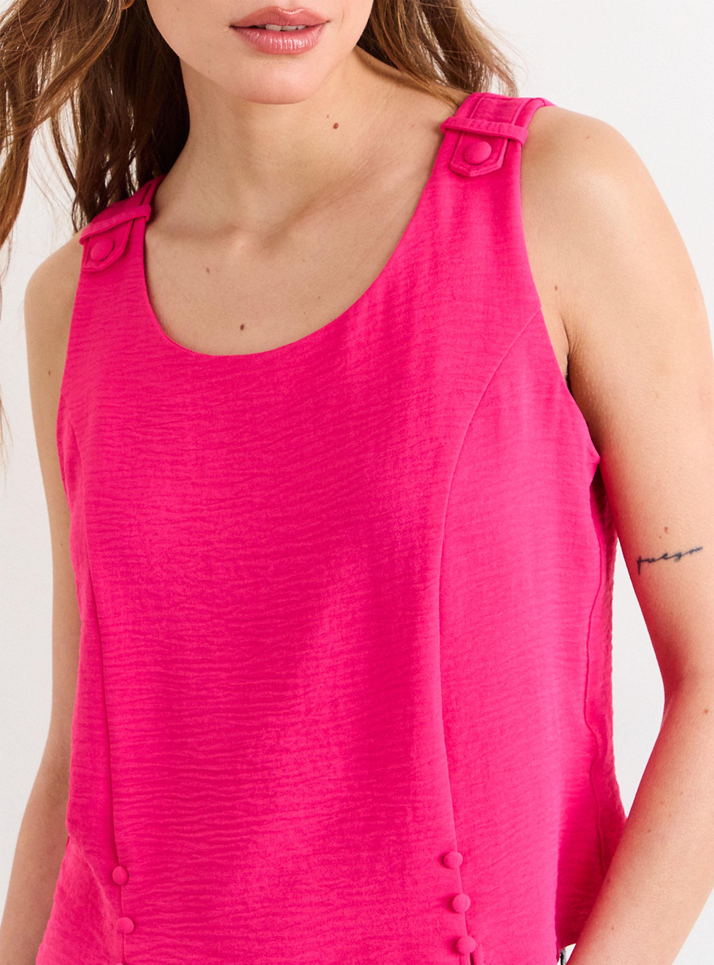 Blusa Lisa con Detalle en Hombros Regular Poliéster-3