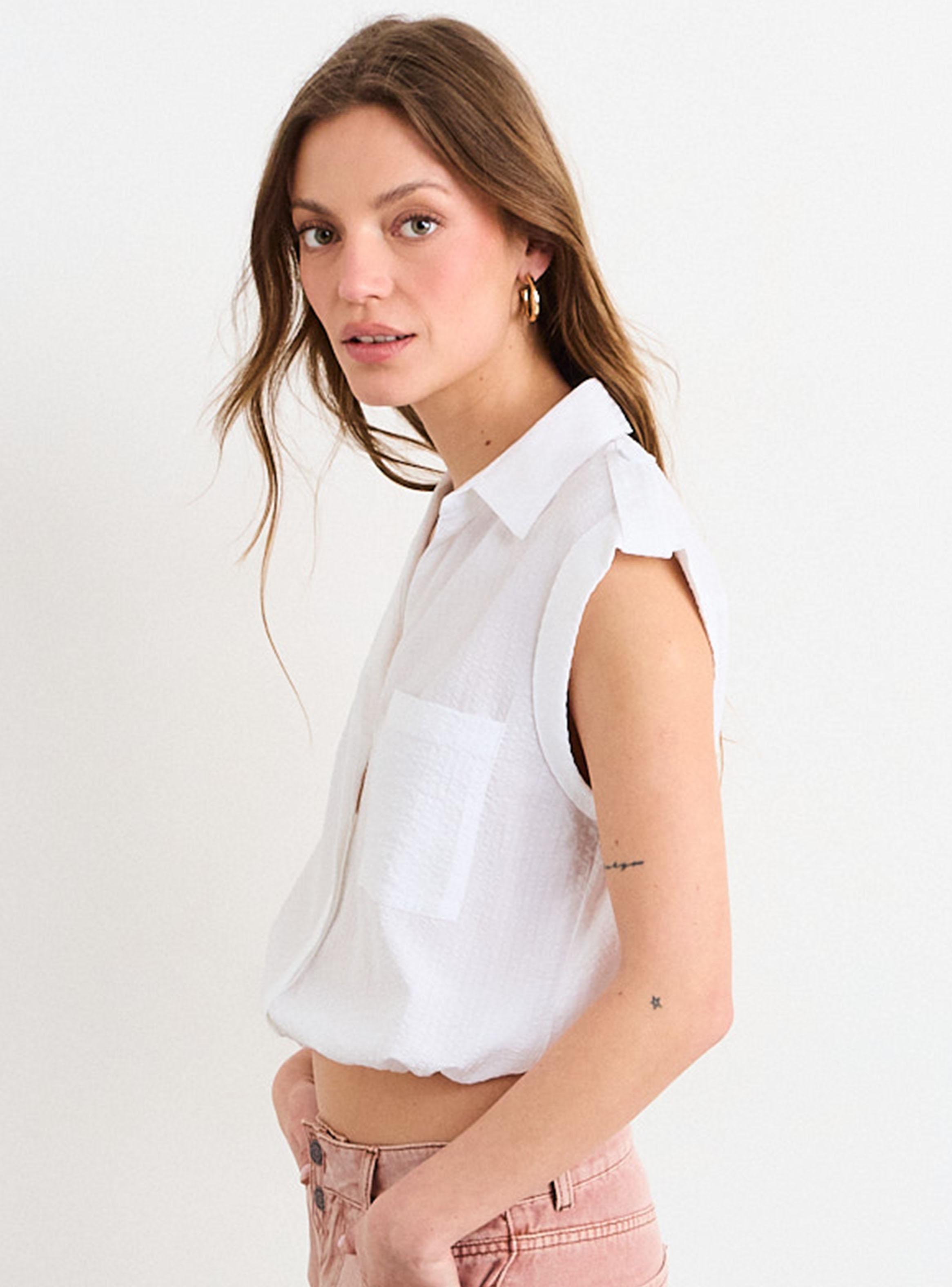 Blusa Lisa Crop de Cuello Polo-2