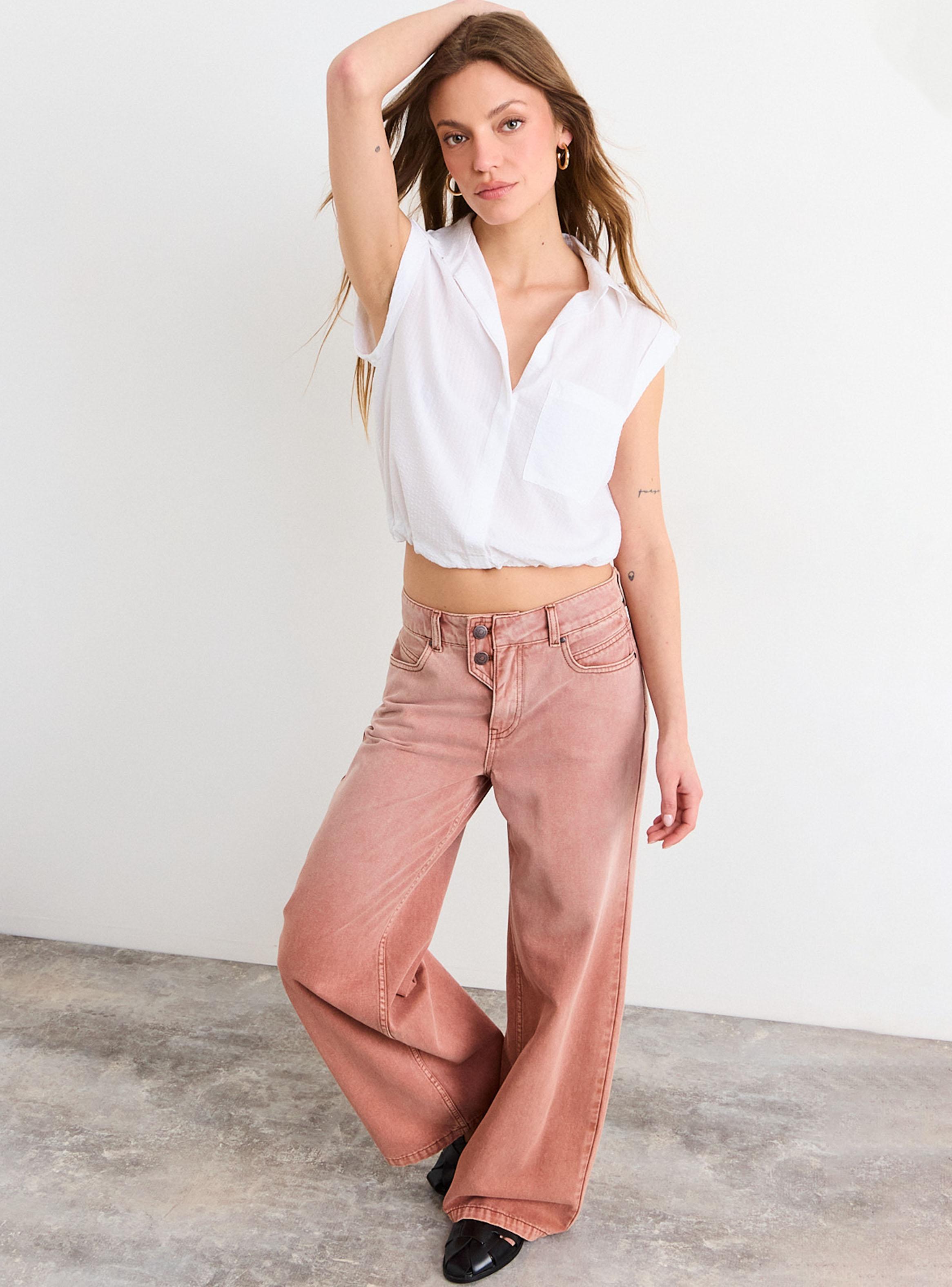 Blusa Lisa Crop de Cuello Polo-4