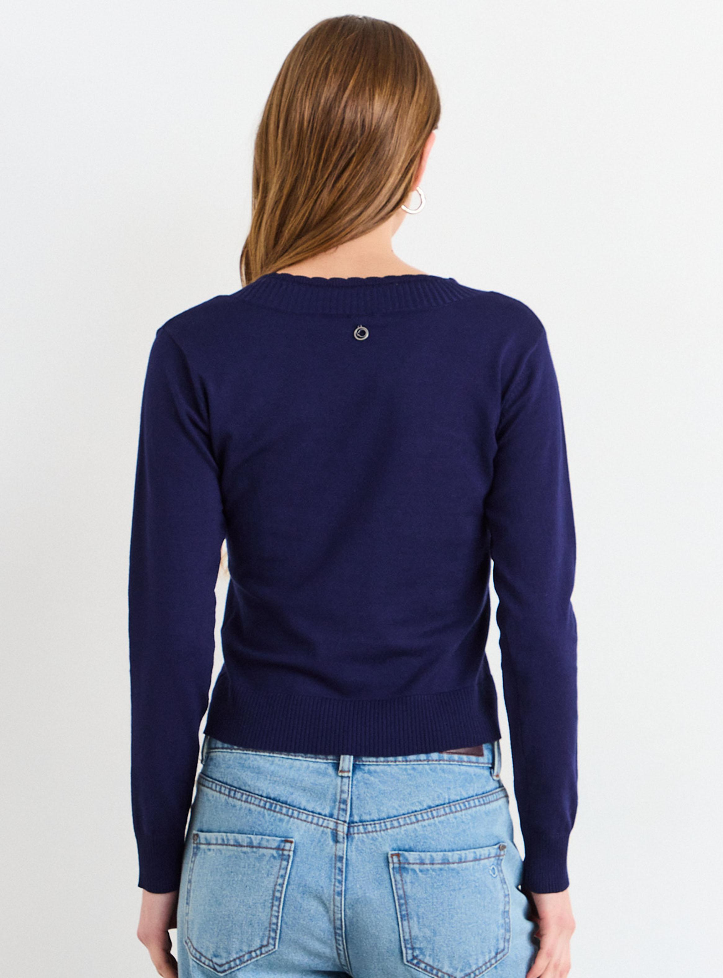 Sweater Liso Cuello V Manga Larga Regular-1
