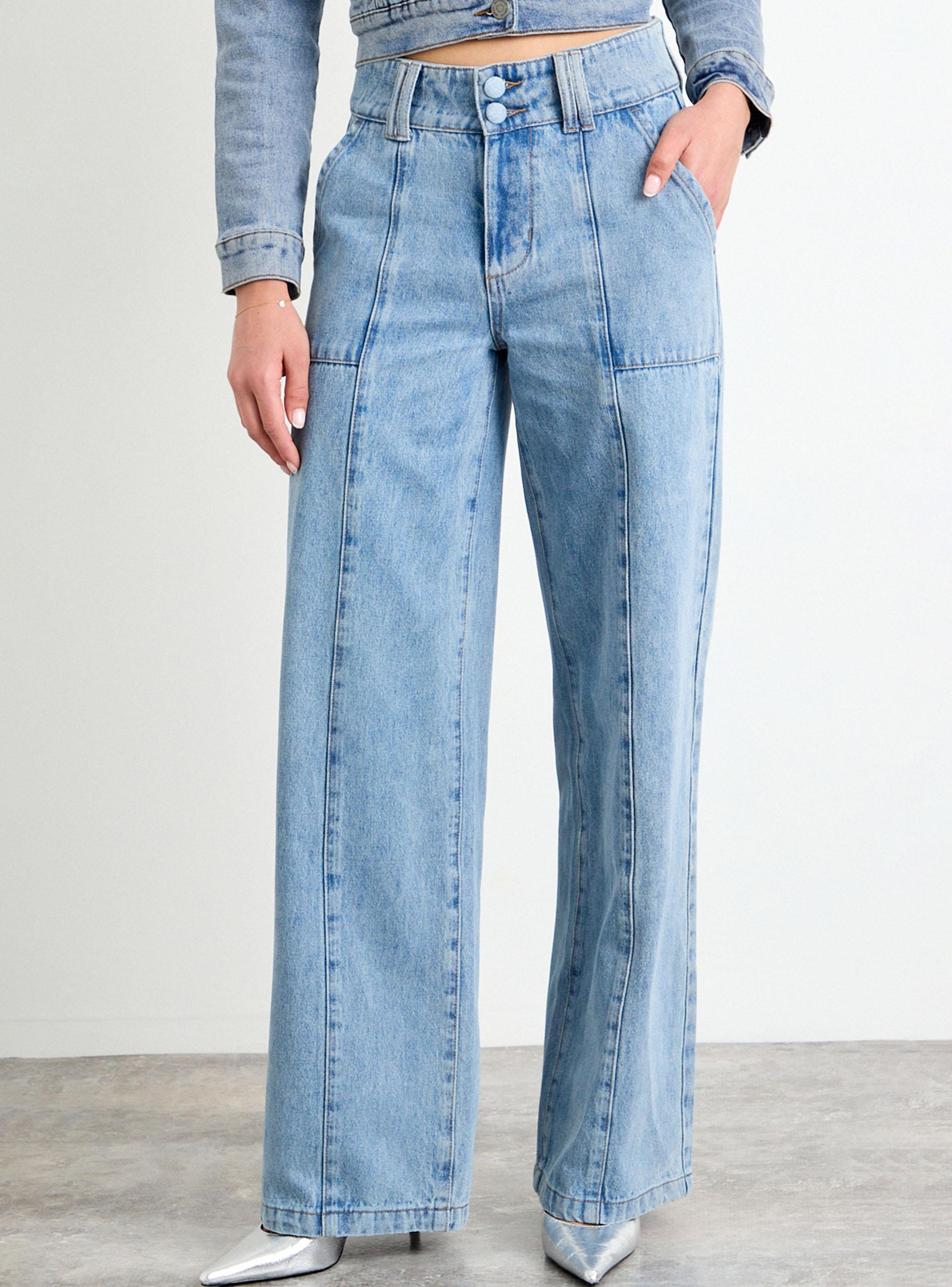Jeans Liso Flare Fit Tiro Medio con Cierre-0