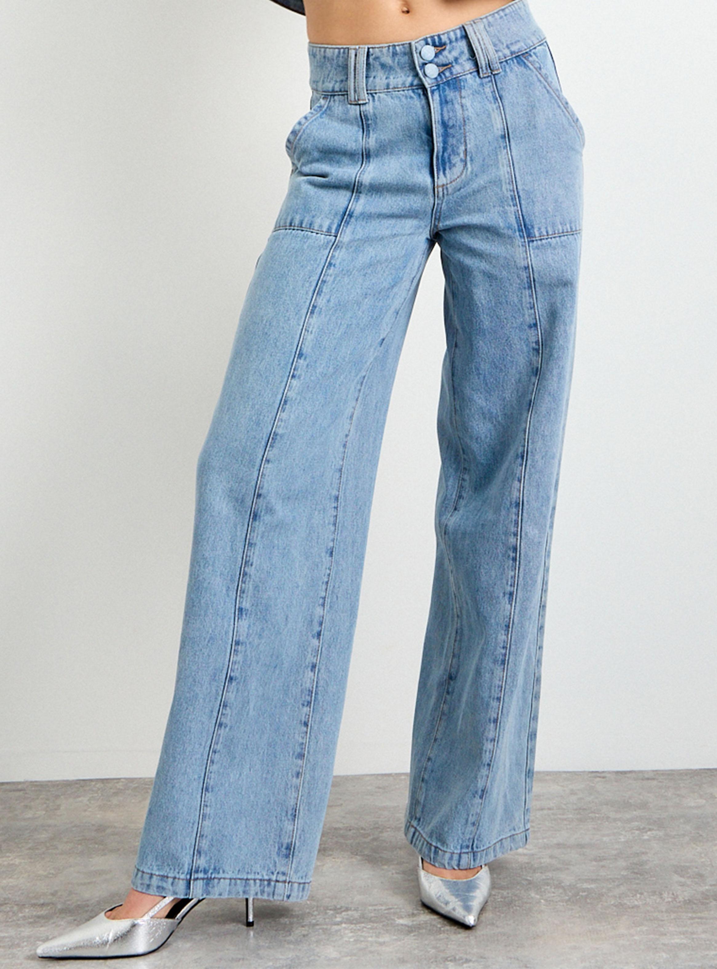 Jeans Liso Flare Fit Tiro Medio con Cierre-2