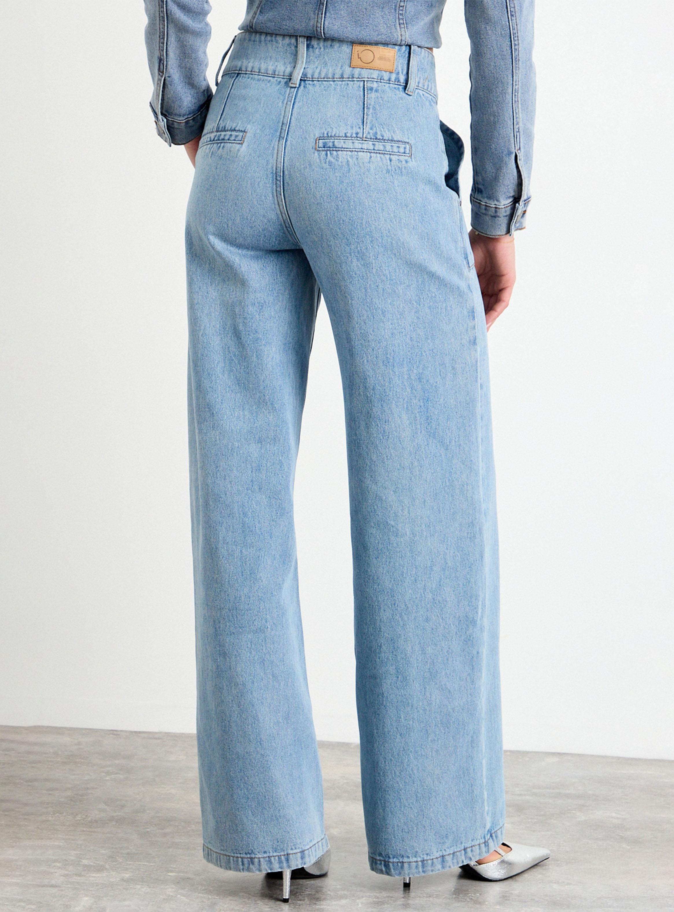 Jeans Liso Flare Fit Tiro Medio con Cierre-1