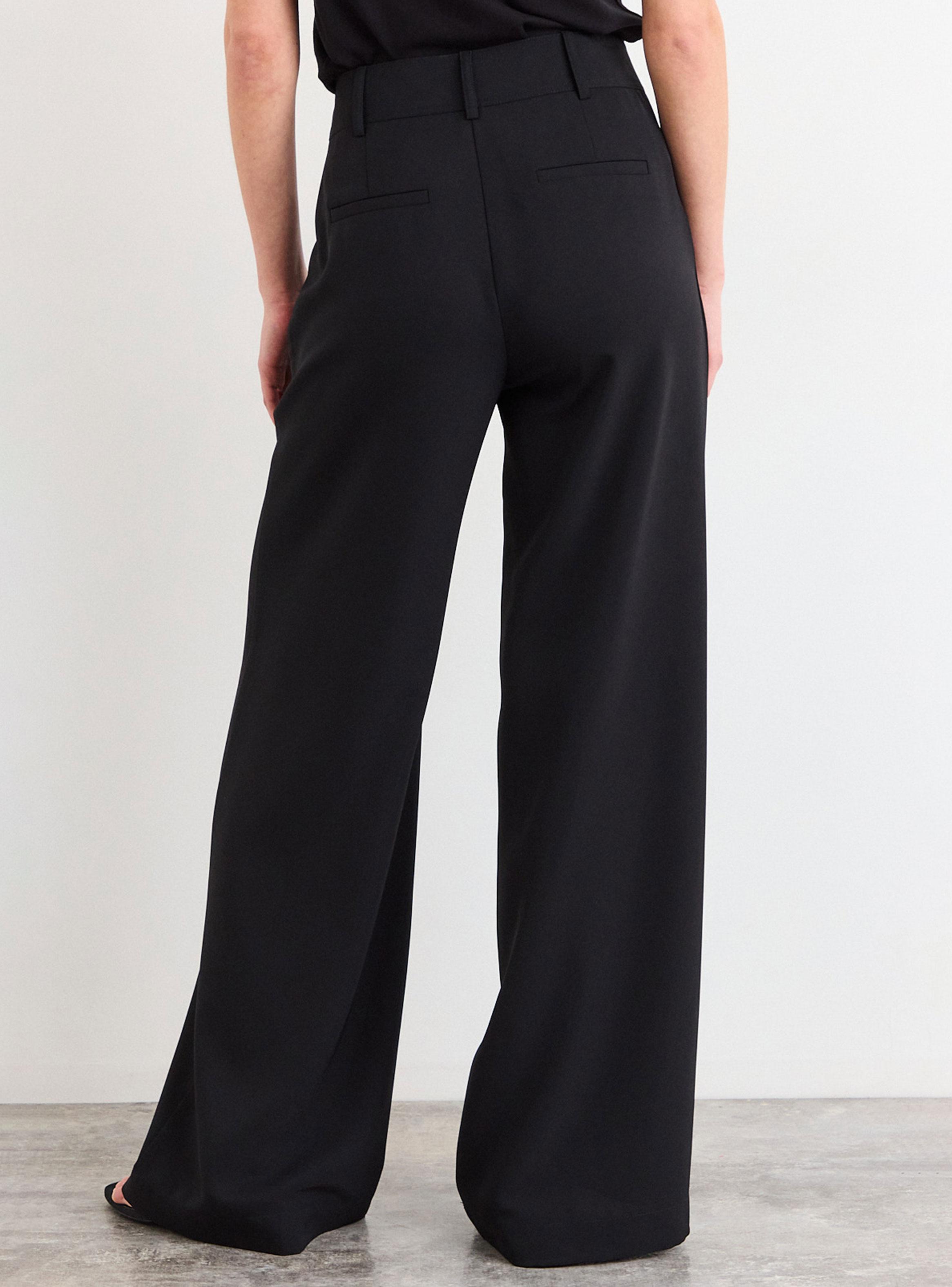 Pantalón Liso Wide Leg Tiro Medio y Cierre-1