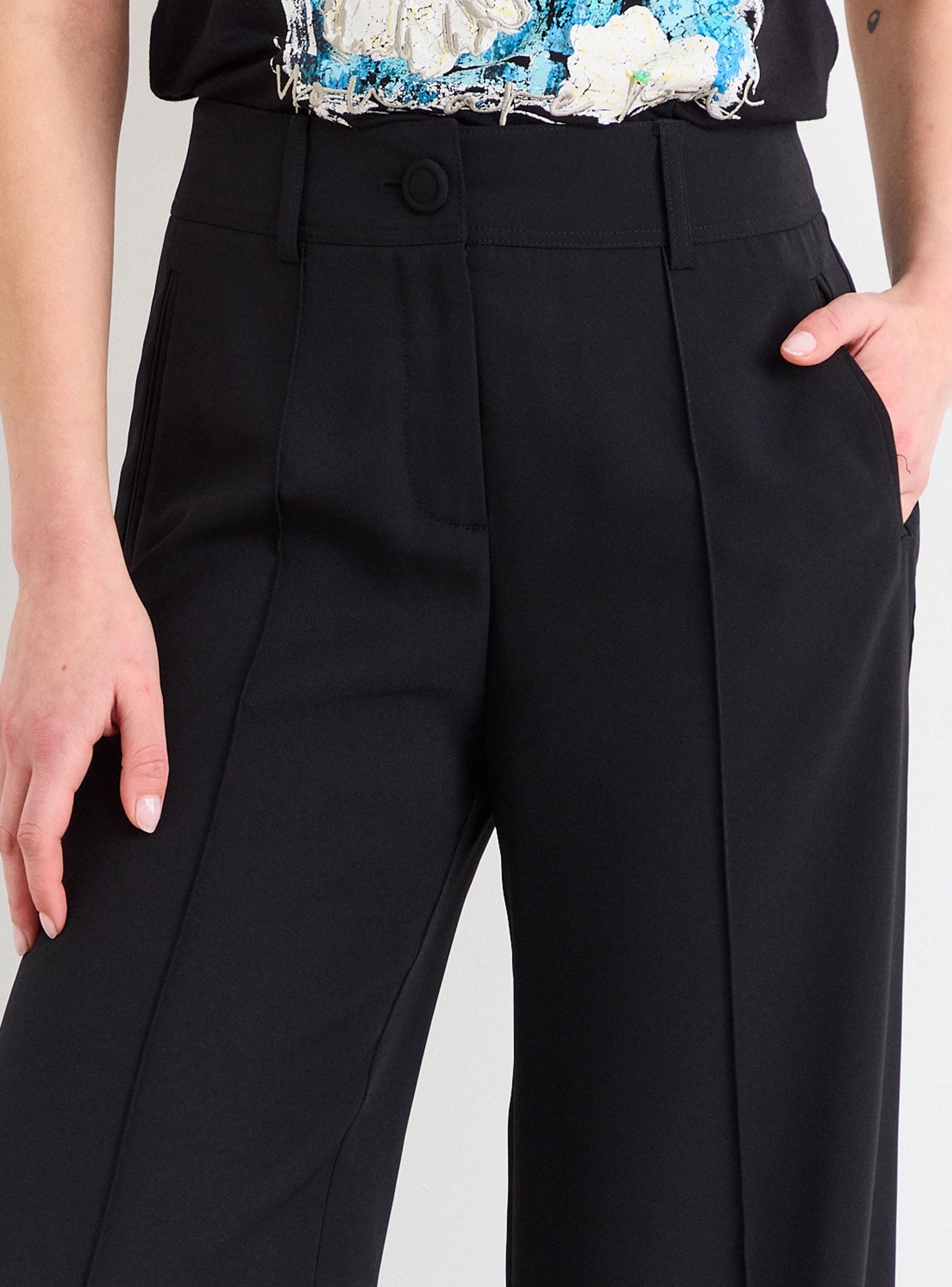 Pantalón Liso Wide Leg Tiro Medio y Cierre-3