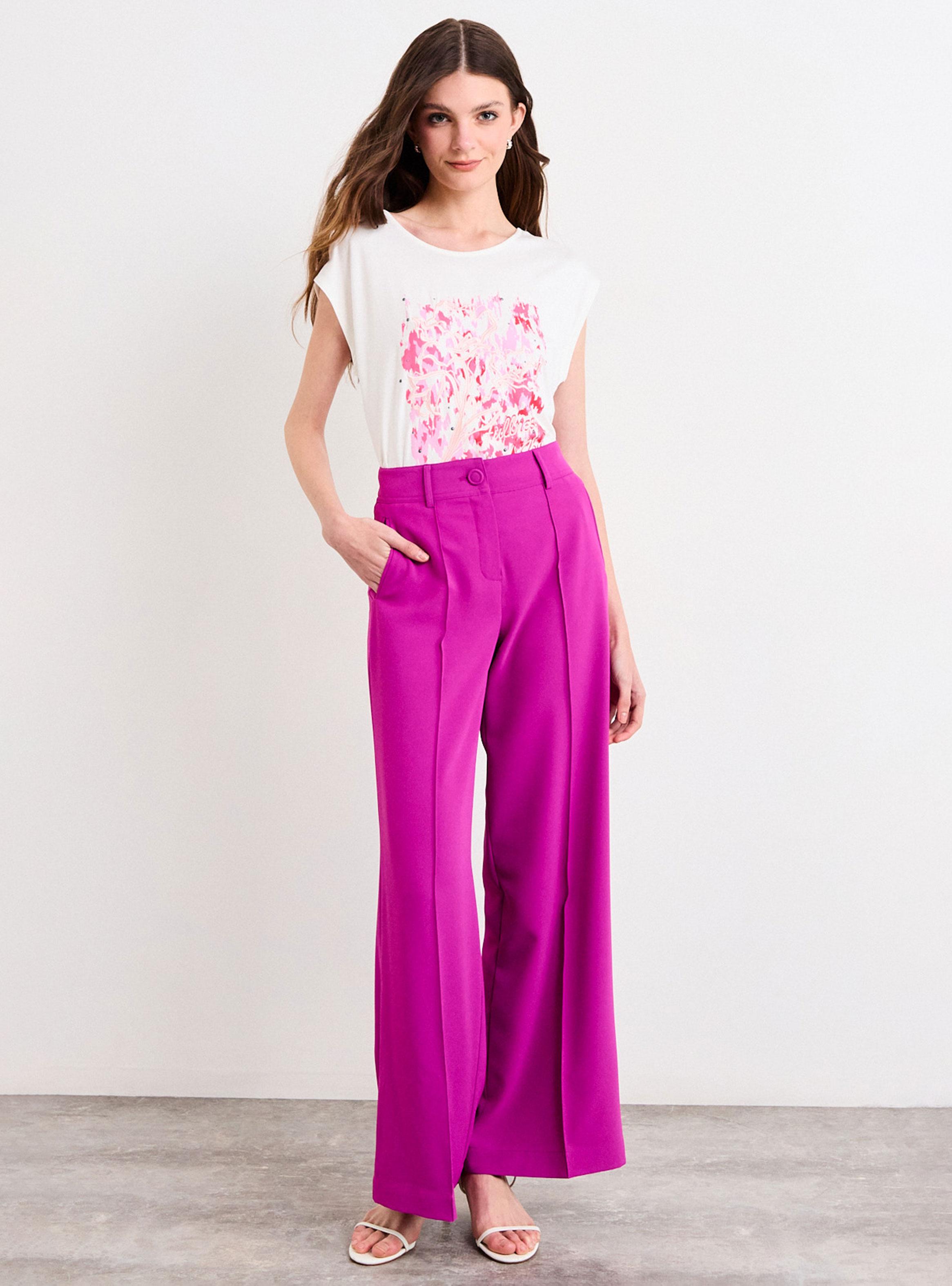Pantalón Liso Wide Leg de Tiro Medio-4
