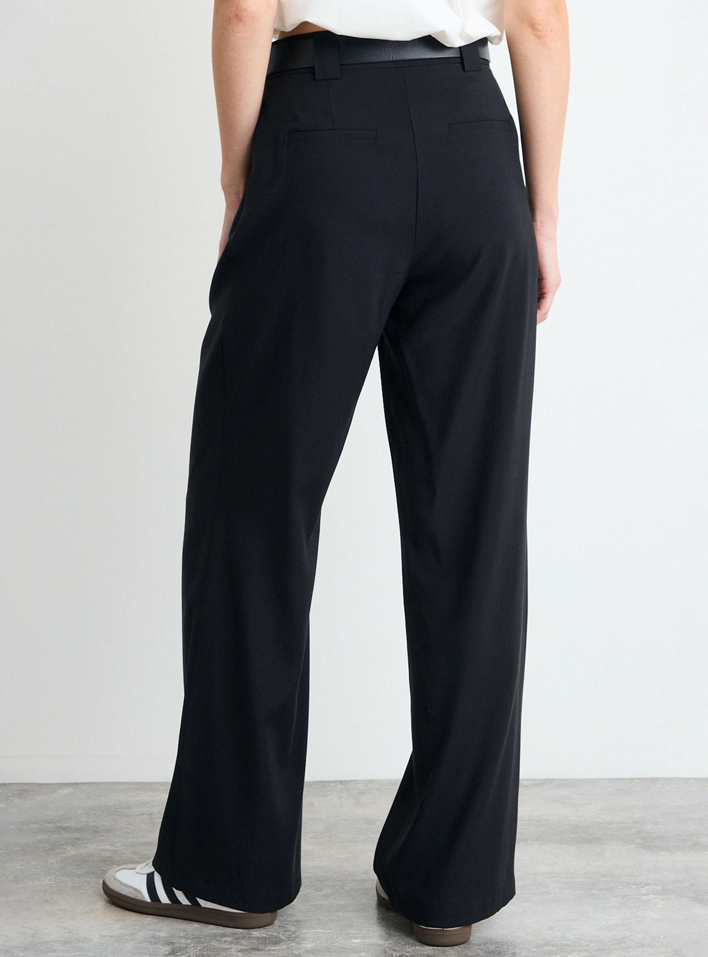 Pantalón Liso Wide con Cierre Tiro Medio-1