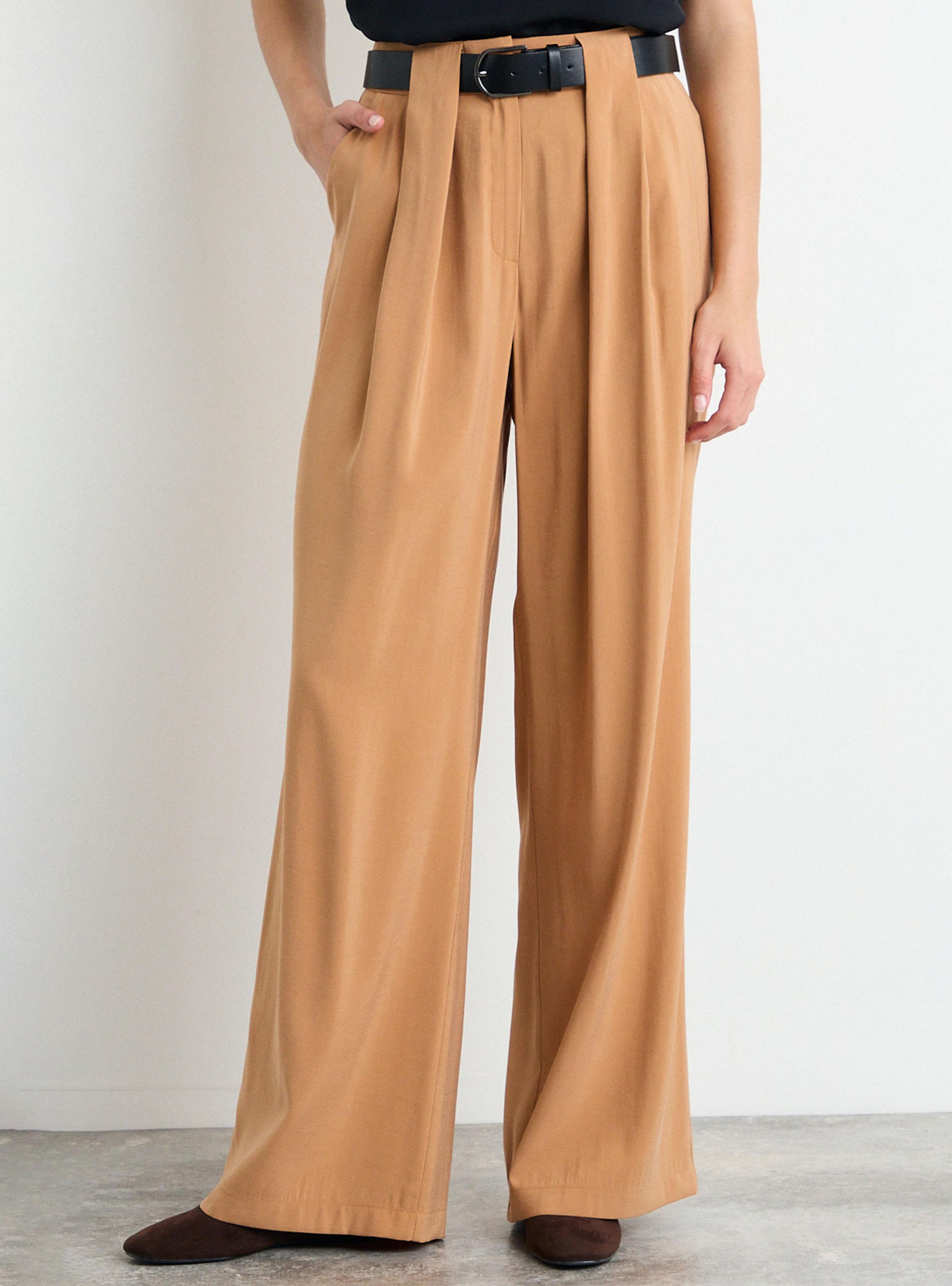 Pantalón Liso Wide Leg con Cierre Tiro Medio-0