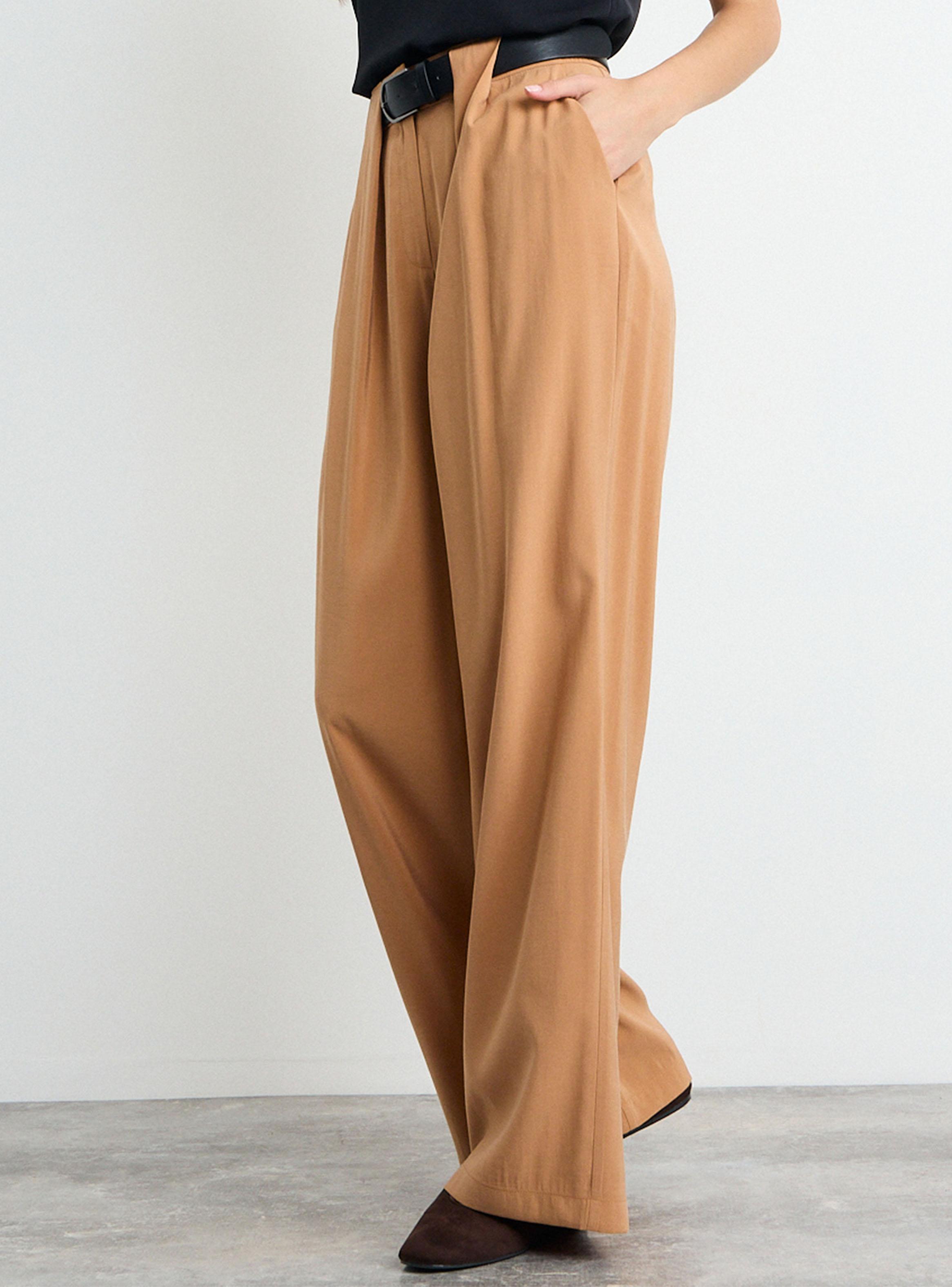 Pantalón Liso Wide Leg con Cierre Tiro Medio-2