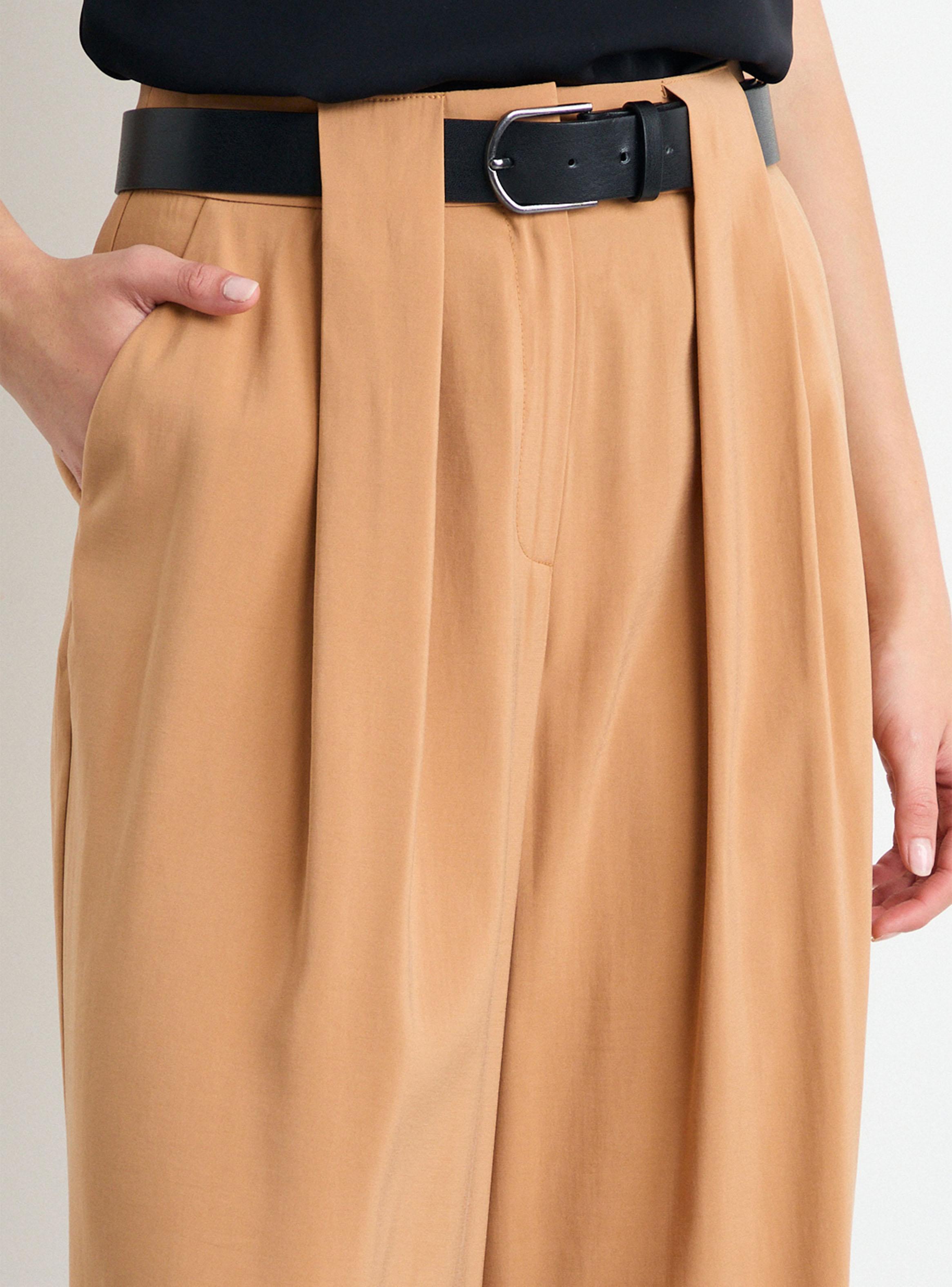 Pantalón Liso Wide Leg con Cierre Tiro Medio-3