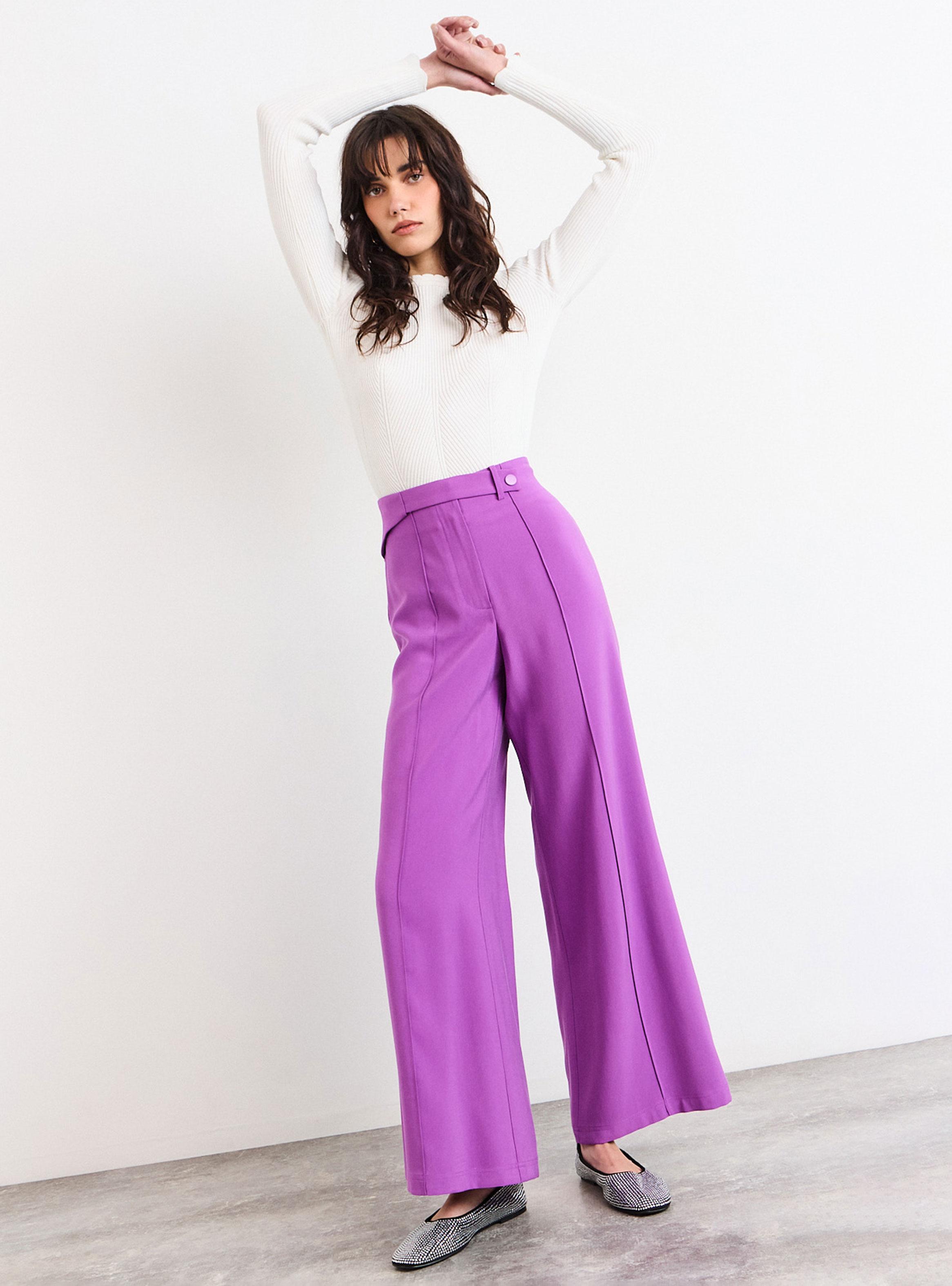 Pantalón Liso Wide Leg con Cierre-4