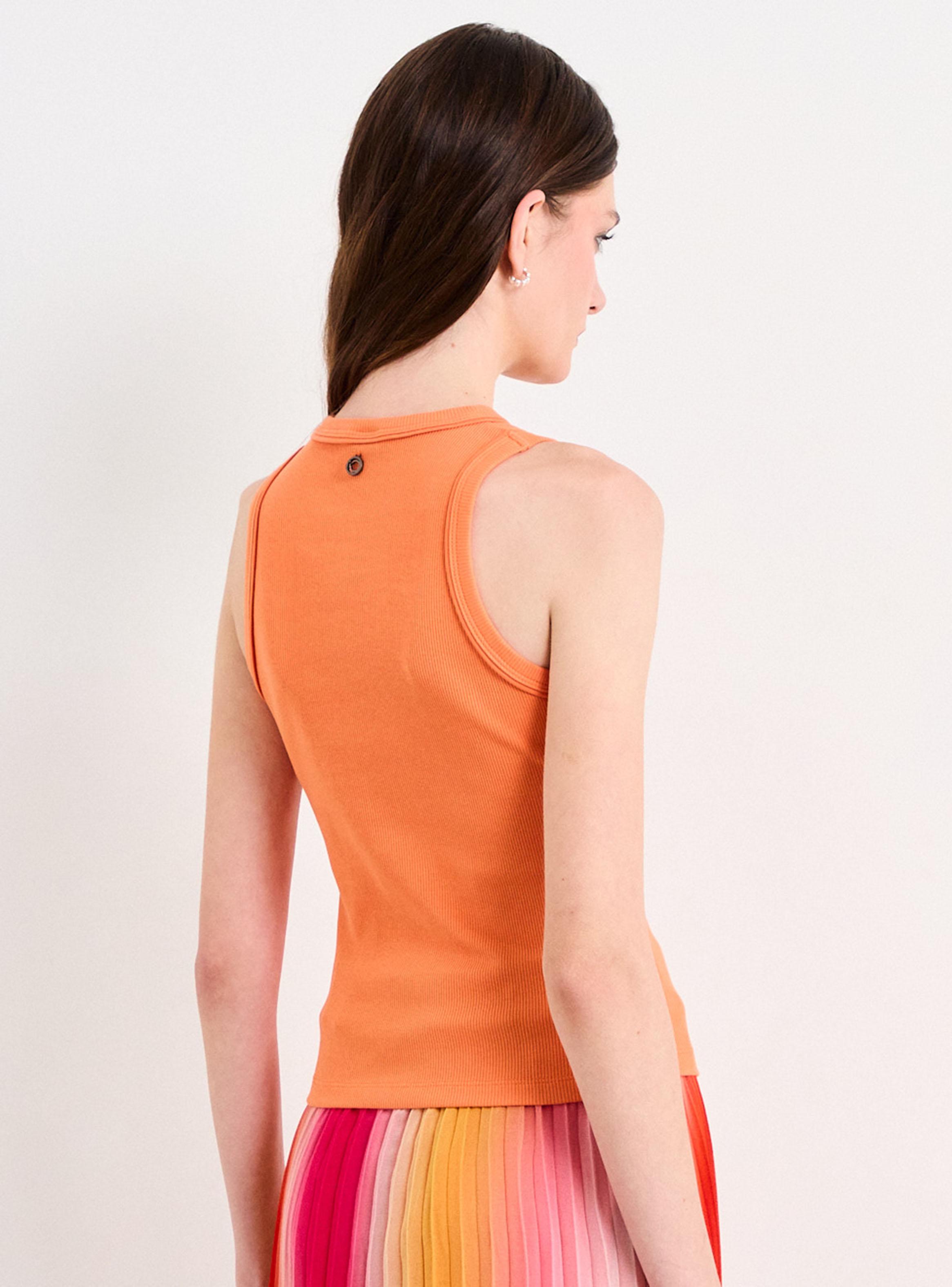 Polera Lisa Básica Halter sin Mangas Regular-1