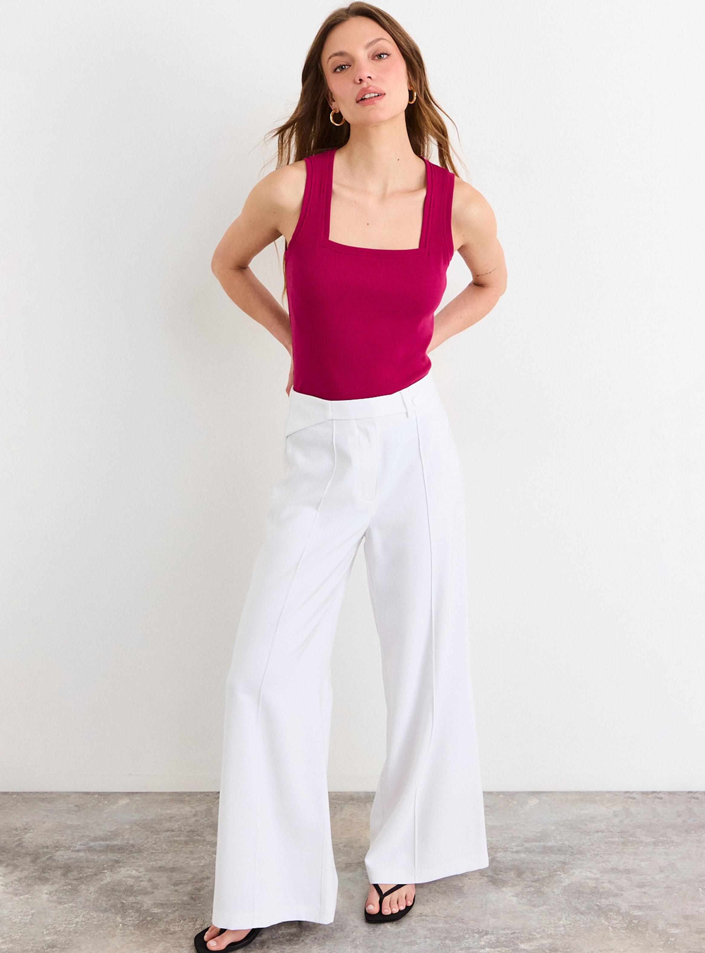 Polera Lisa Escote Cuadrado sin Mangas Regular-4
