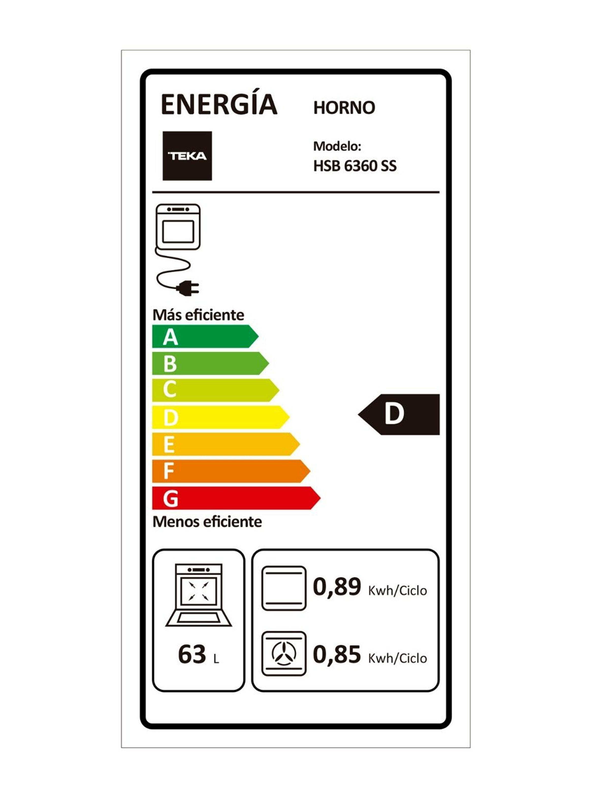 Horno Empotrable con Convector 63 Litros HSB 6360 SS-9