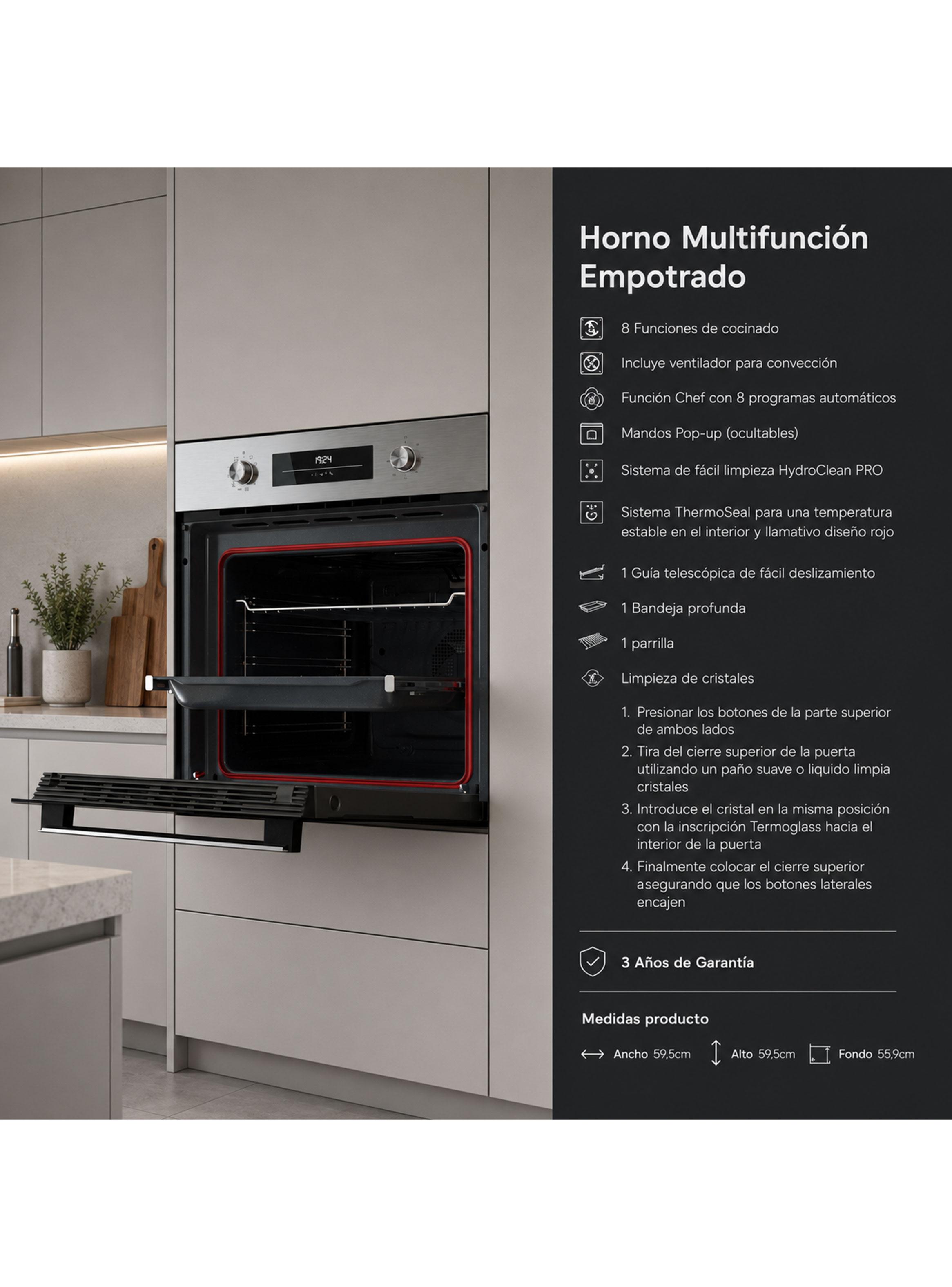 Horno Empotrable con Convector 63 Litros HSB 6360 SS-2
