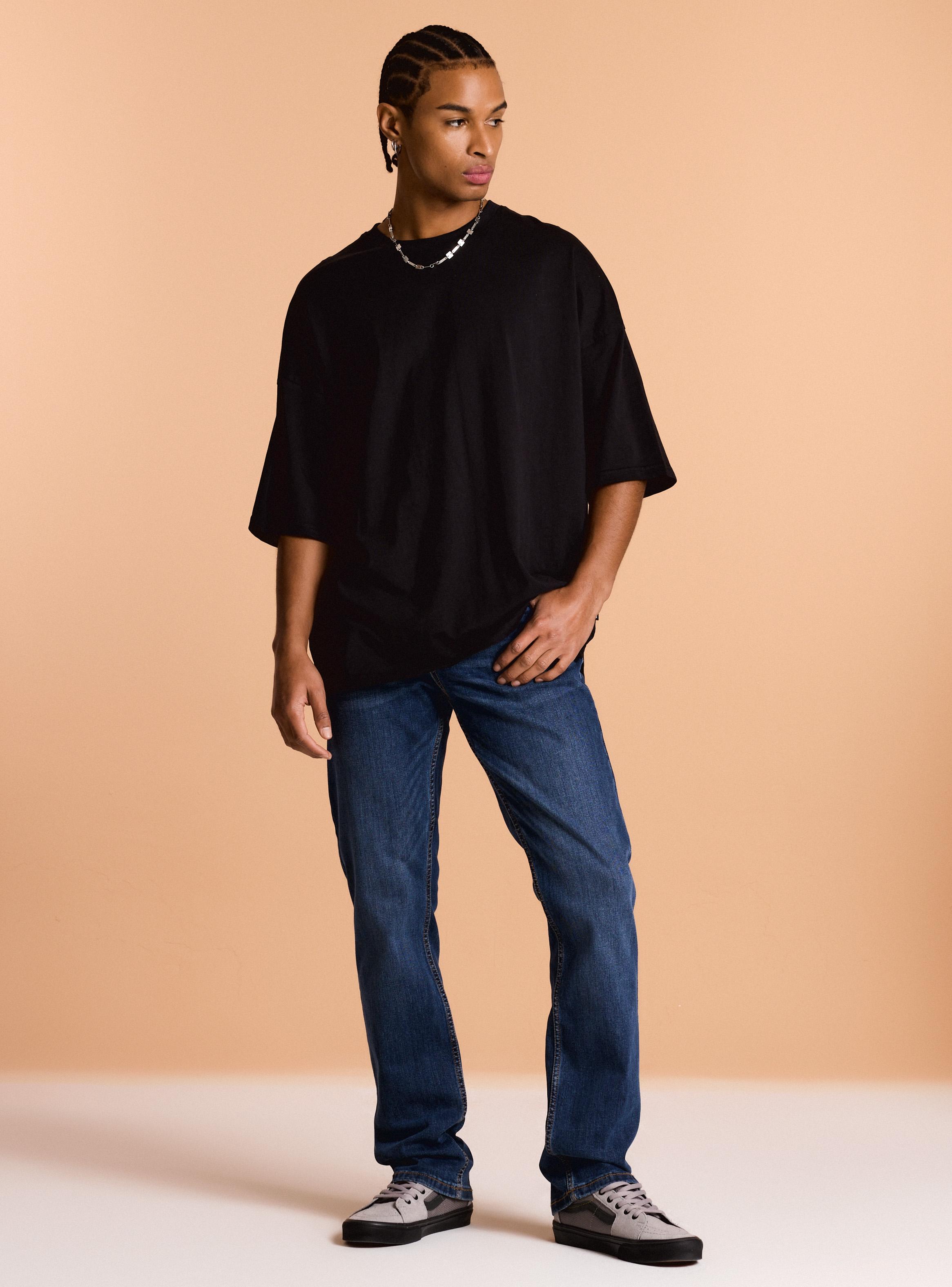 Jeans Tiro Medio Regular Fit Lavado-4