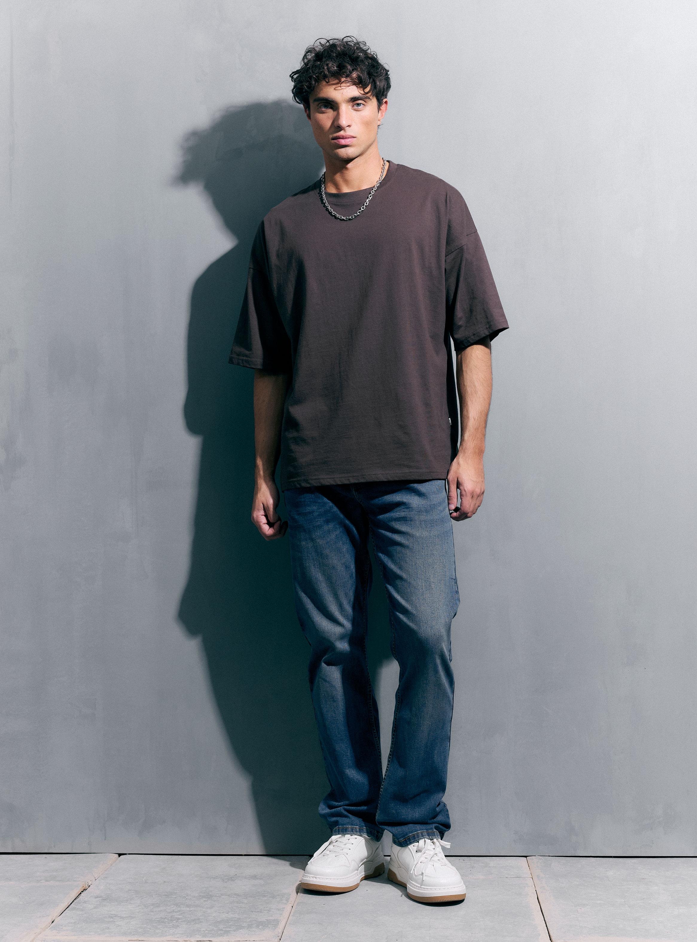 Jeans Tiro Medio Regular Fit Lavado-4