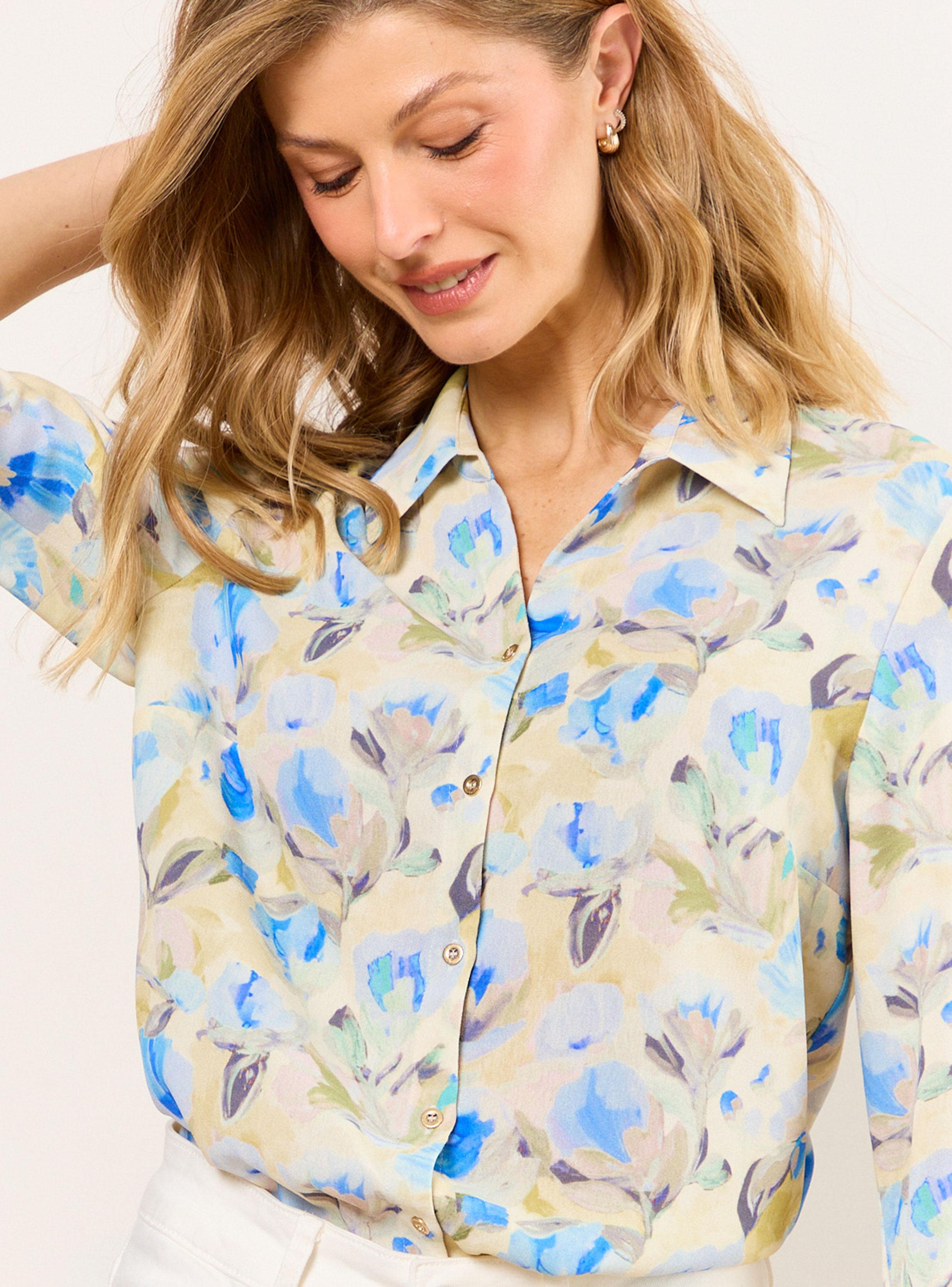 Blusa Camisera Estampada Manga Tres Cuartos-3