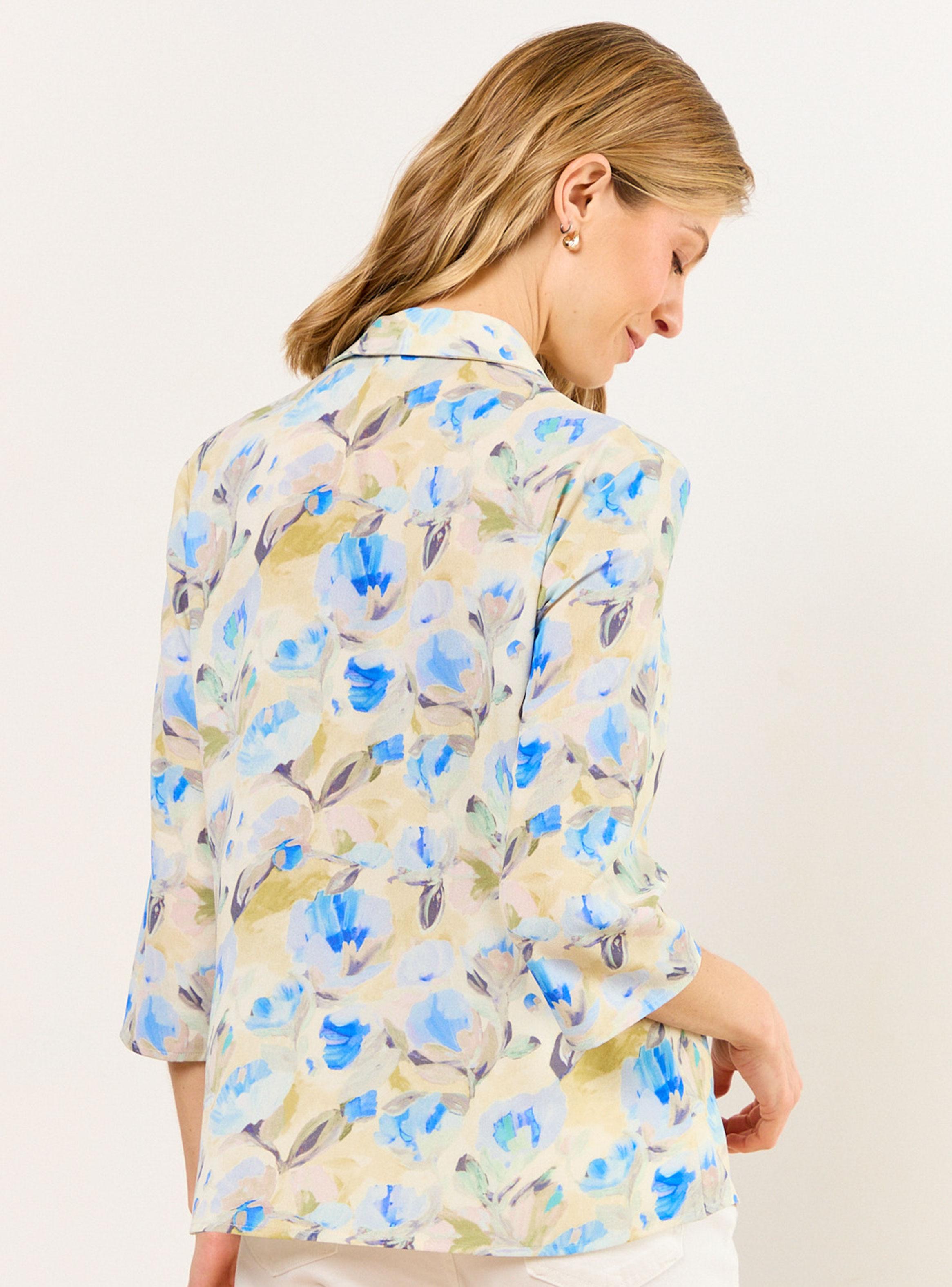 Blusa Camisera Estampada Manga Tres Cuartos-1
