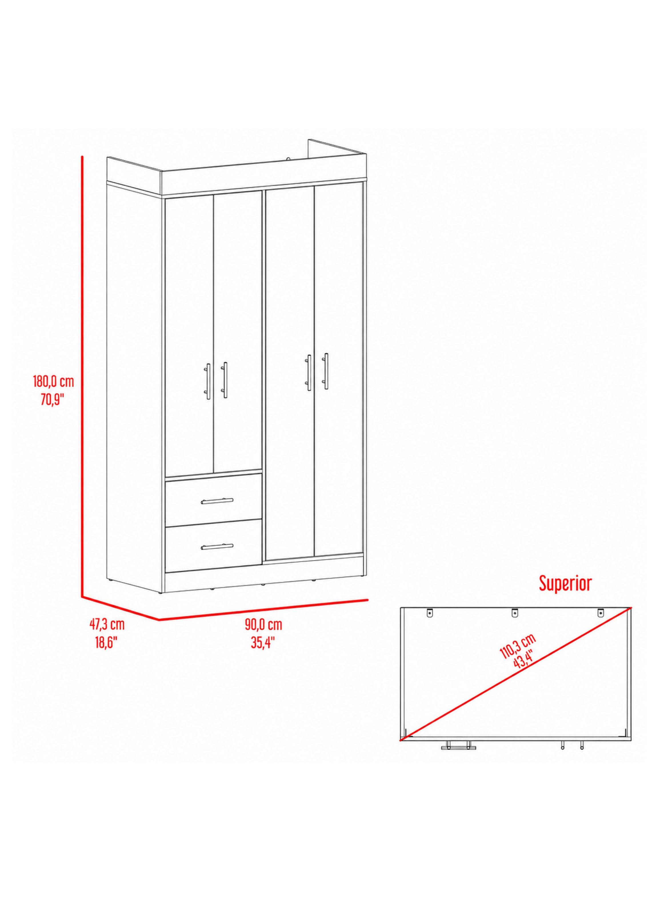 Closet 4 Puertas 2 Cajones Houston Cartagena Wengue-1