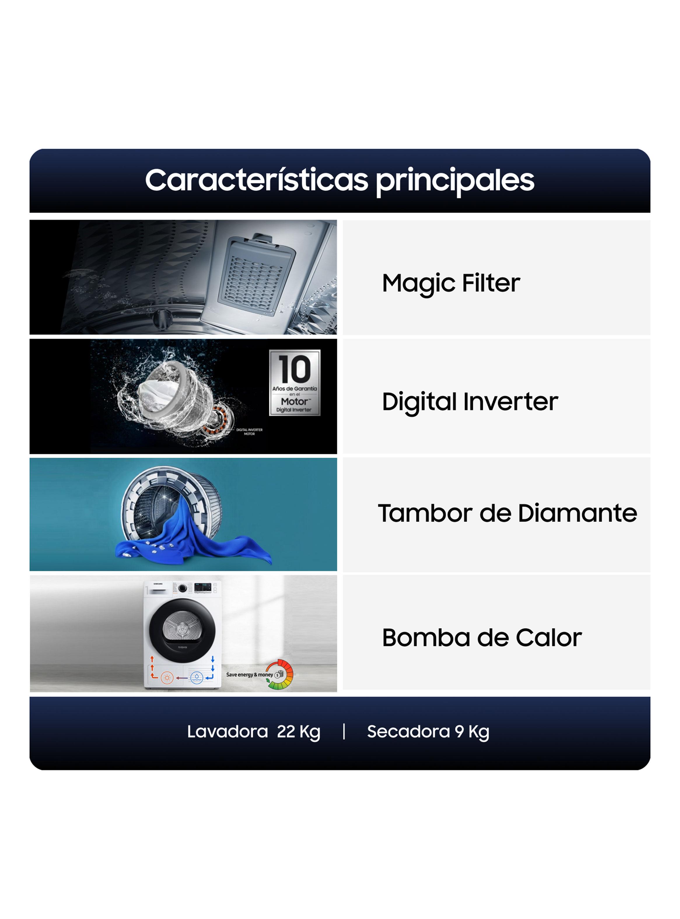 Lavadora Carga Superior 22 kg + Secadora Bomba de Calor 9 kg-3