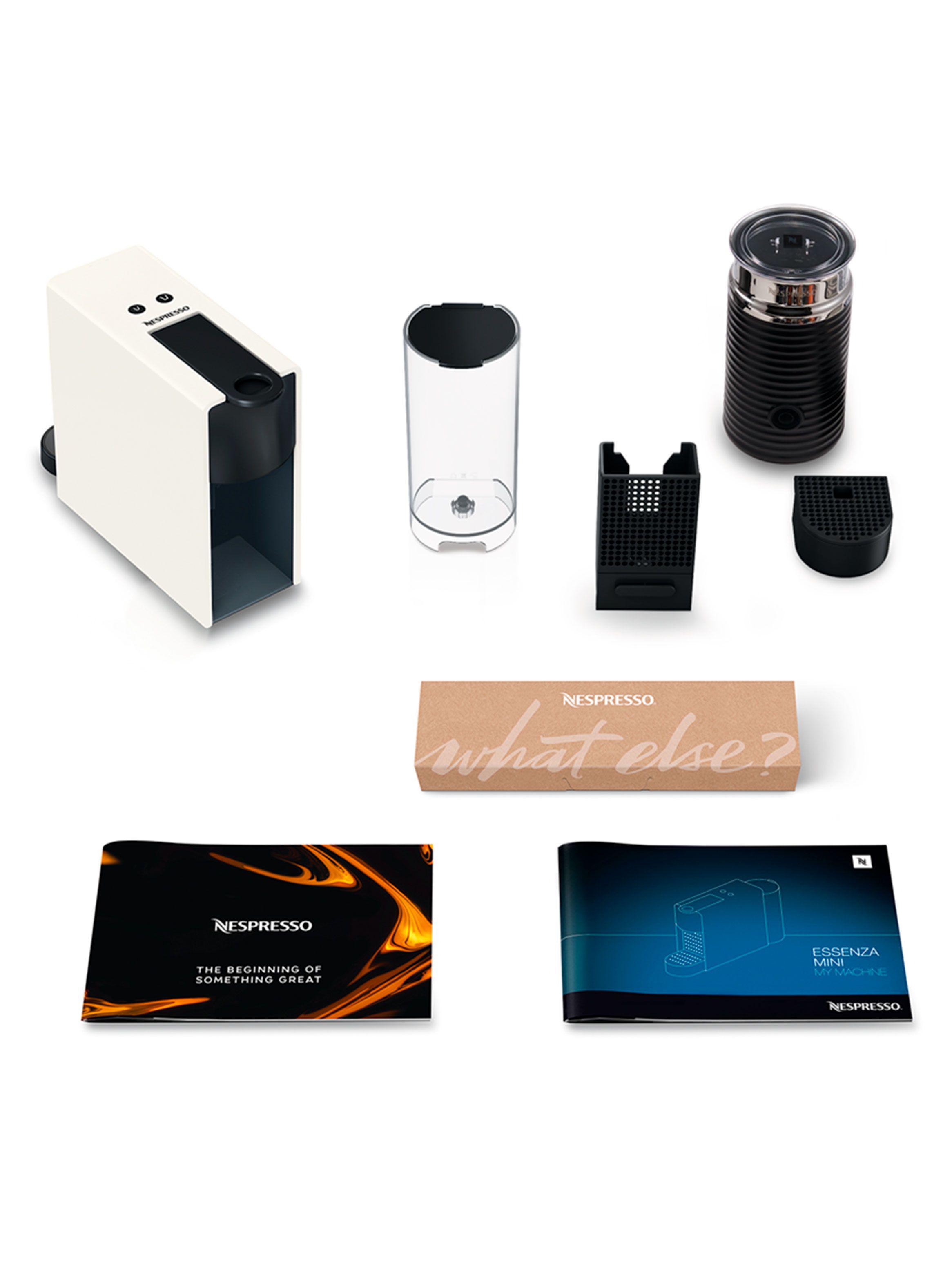 Cafetera de Cápsulas Essenza Mini Blanca + Espumador de Leche Aeroccino 3-5