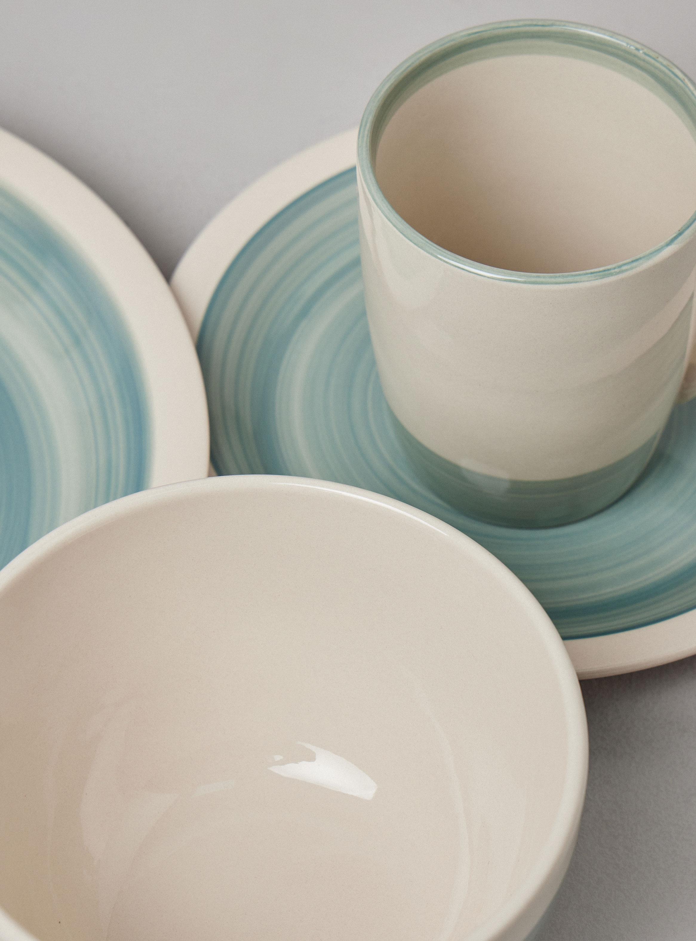 Set Vajilla 16 Piezas Bicolor Aqua Cerámica-2