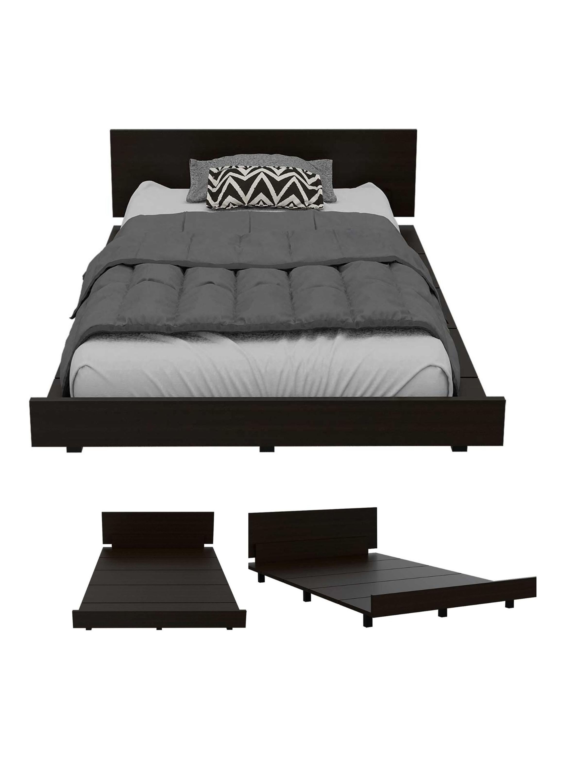 Set Base Cama 2 Plazas + Closet Colgador 2 Puertas Wengue y Miel-3