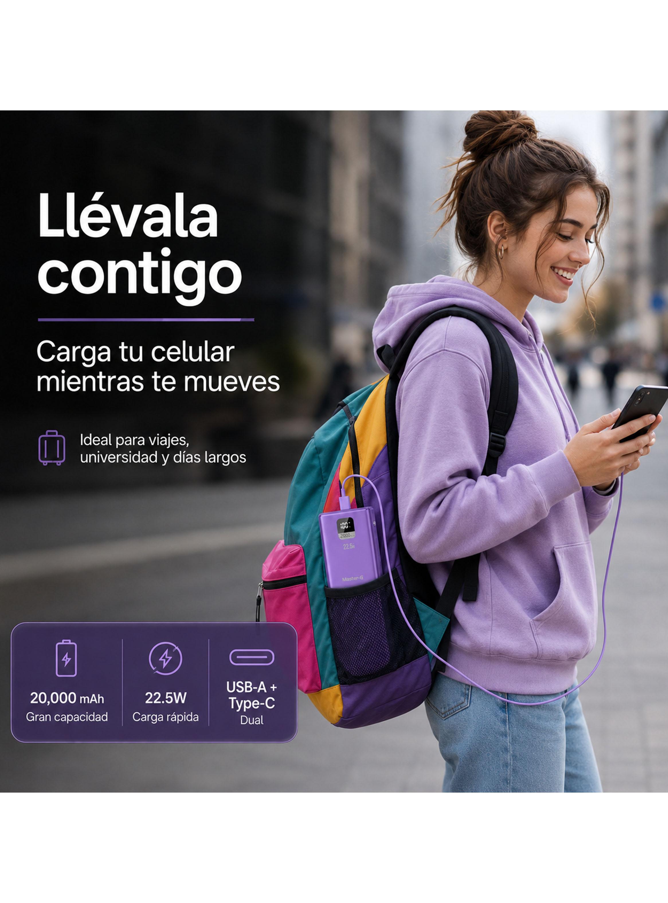 Batería Externa Power Bank 20.000 mAh 22.5W UCP20MPD Morado-3