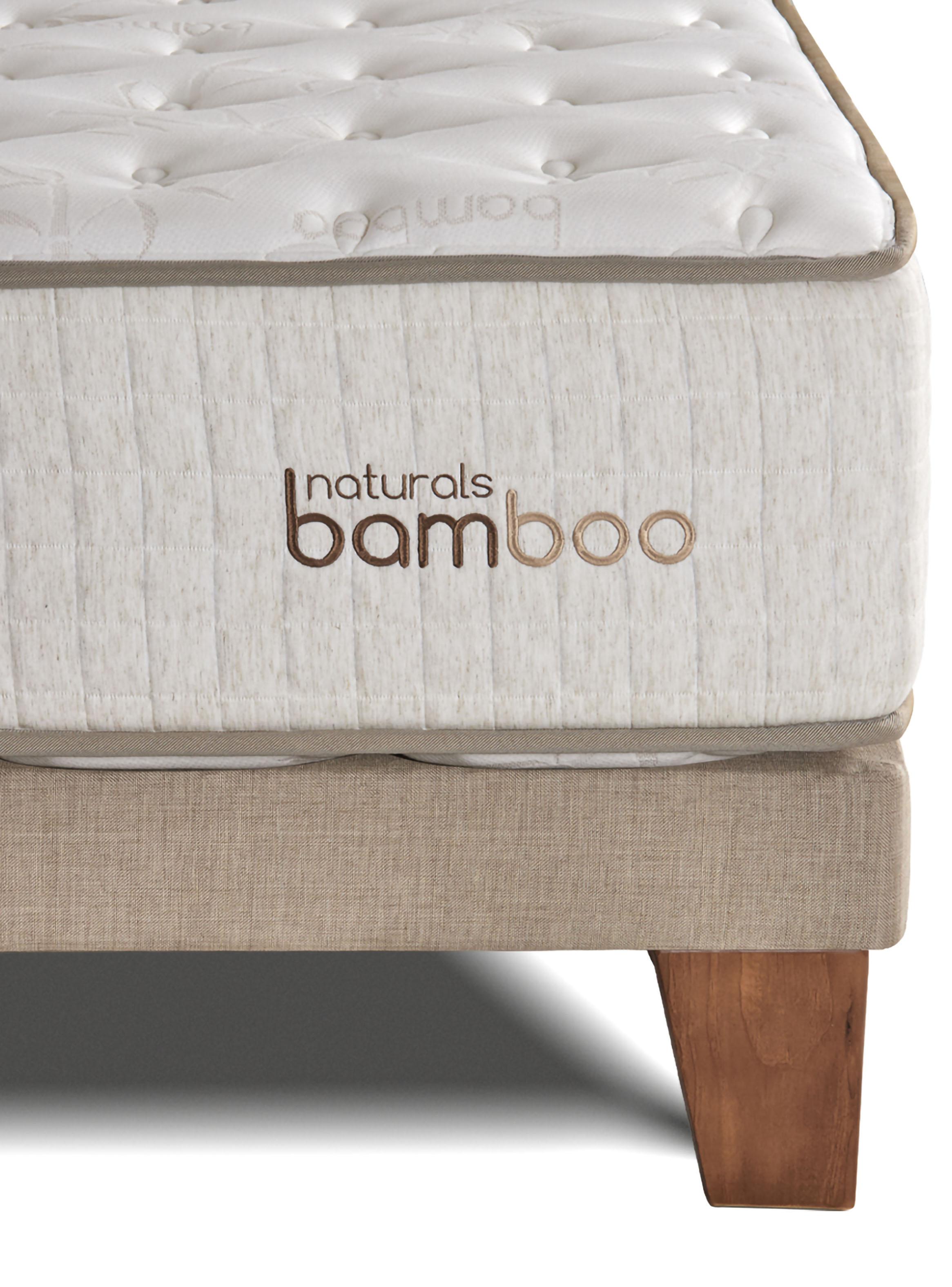 Cama Europea Naturals Bamboo 2 Plazas x 2 Metros + Respaldo Liso Arena-1