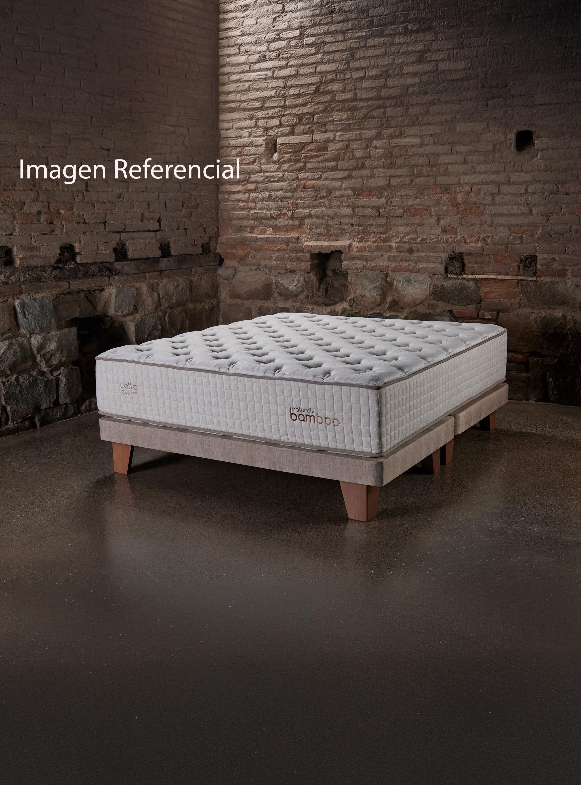 Cama Europea Naturals Bamboo 2 Plazas x 2 Metros + Respaldo Liso Arena-5
