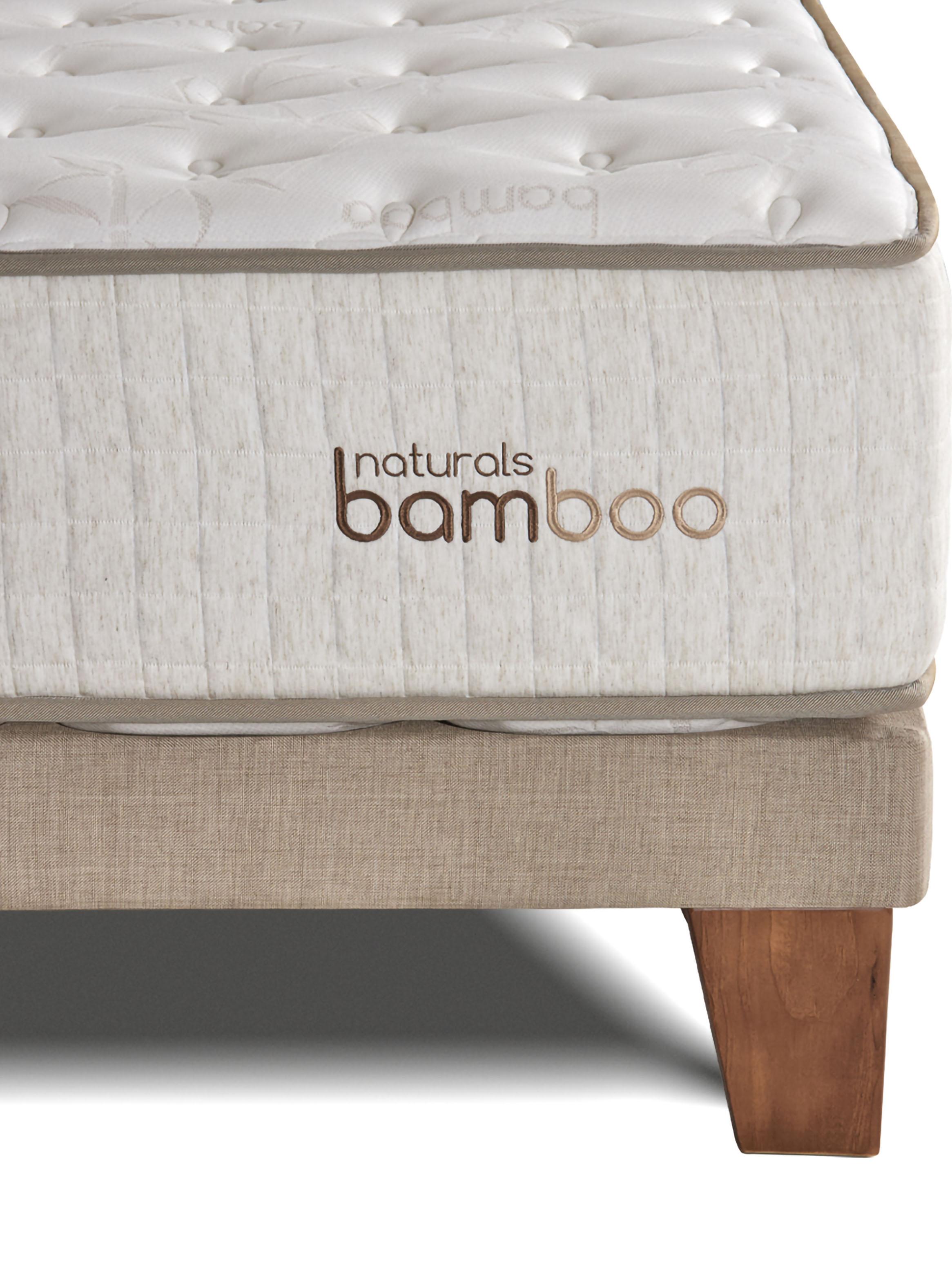 Cama Europea Naturals Bamboo Súper King + Respaldo Liso Arena-1