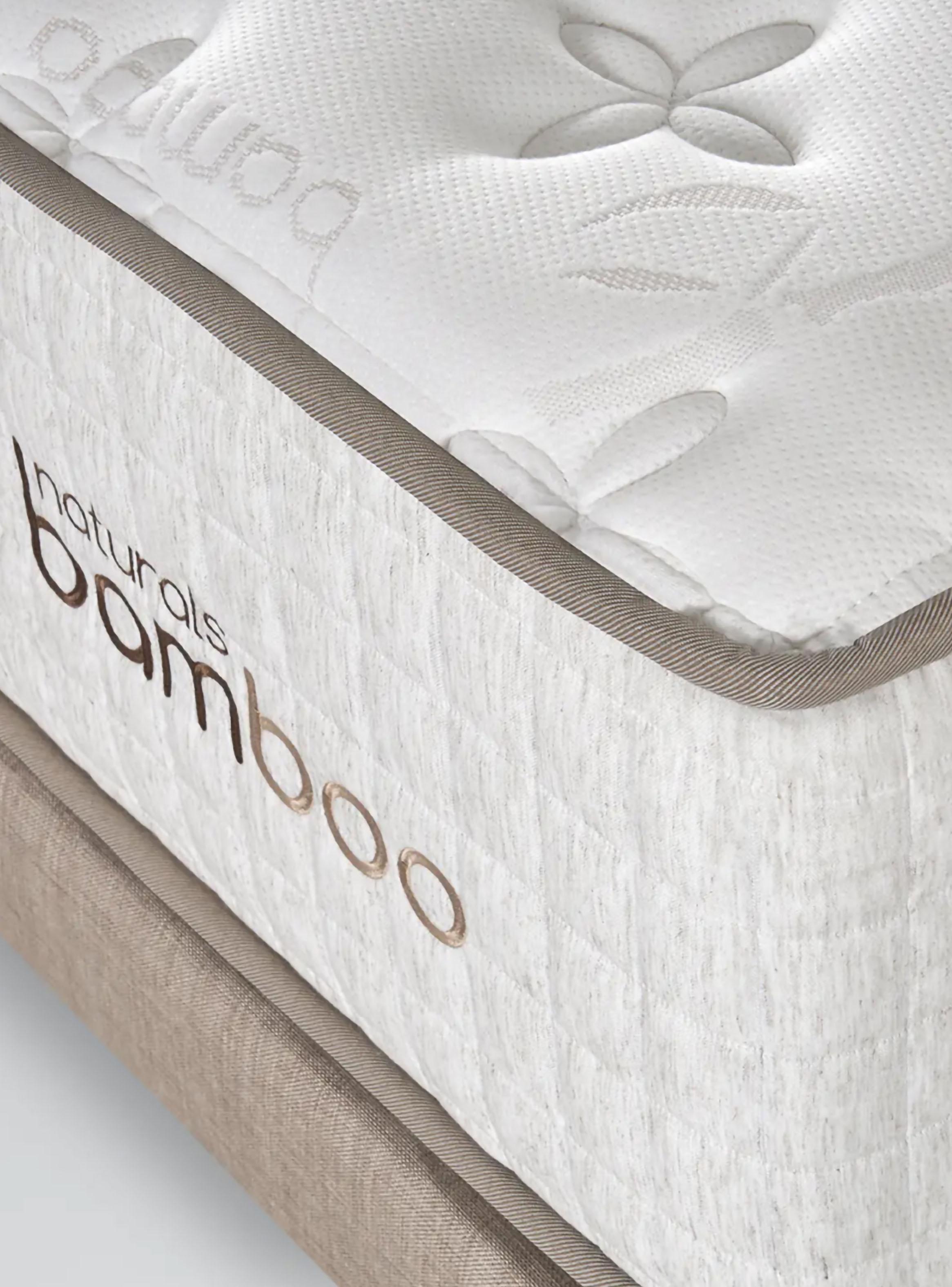 Cama Europea Naturals Bamboo 2 Plazas x 2 Metro + Respaldo Liso Arena + Veladores Concept-3