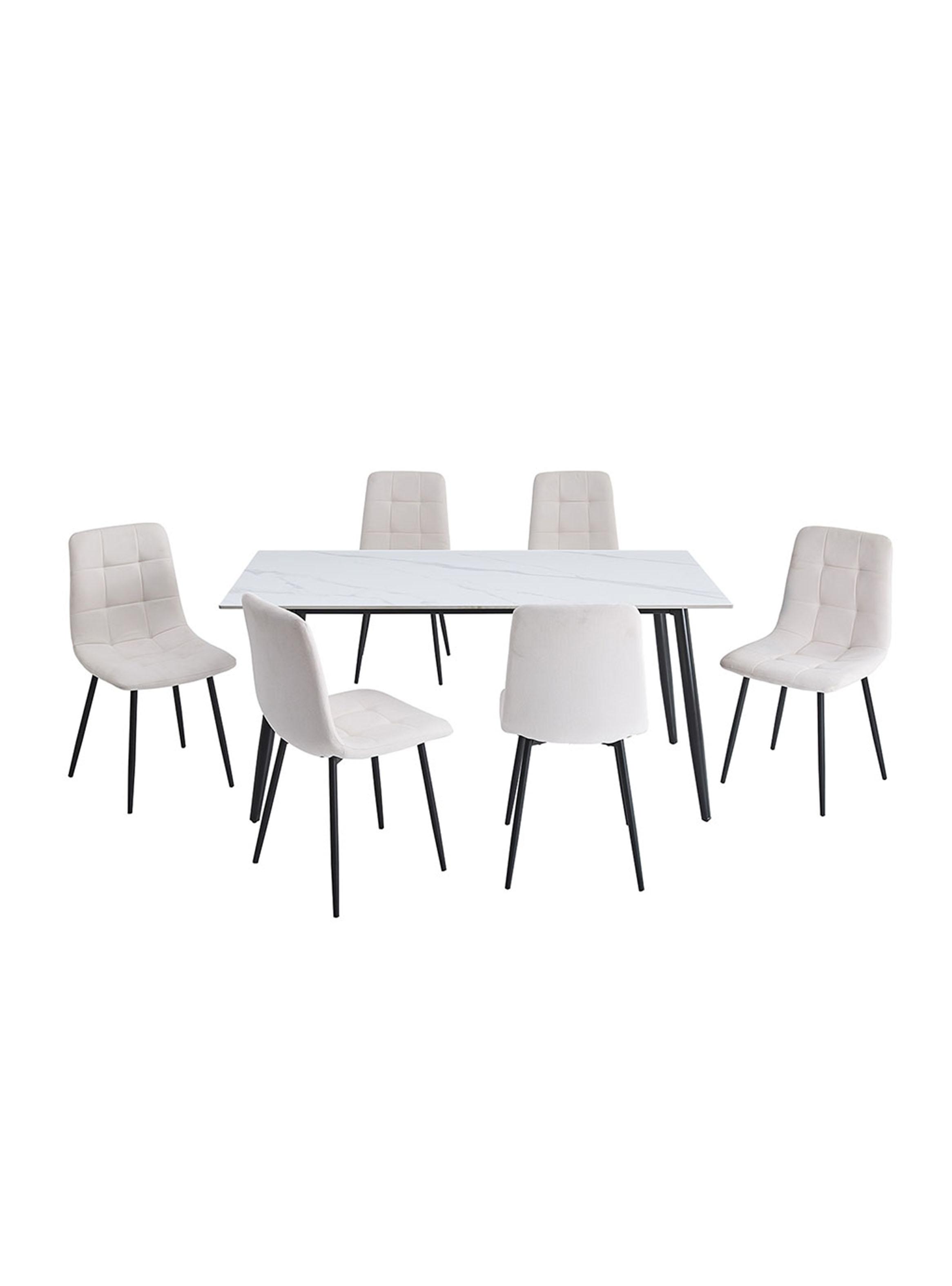 Comedor Gala Lyon 6 Sillas Blanco con Patas Metálicas Negras-2