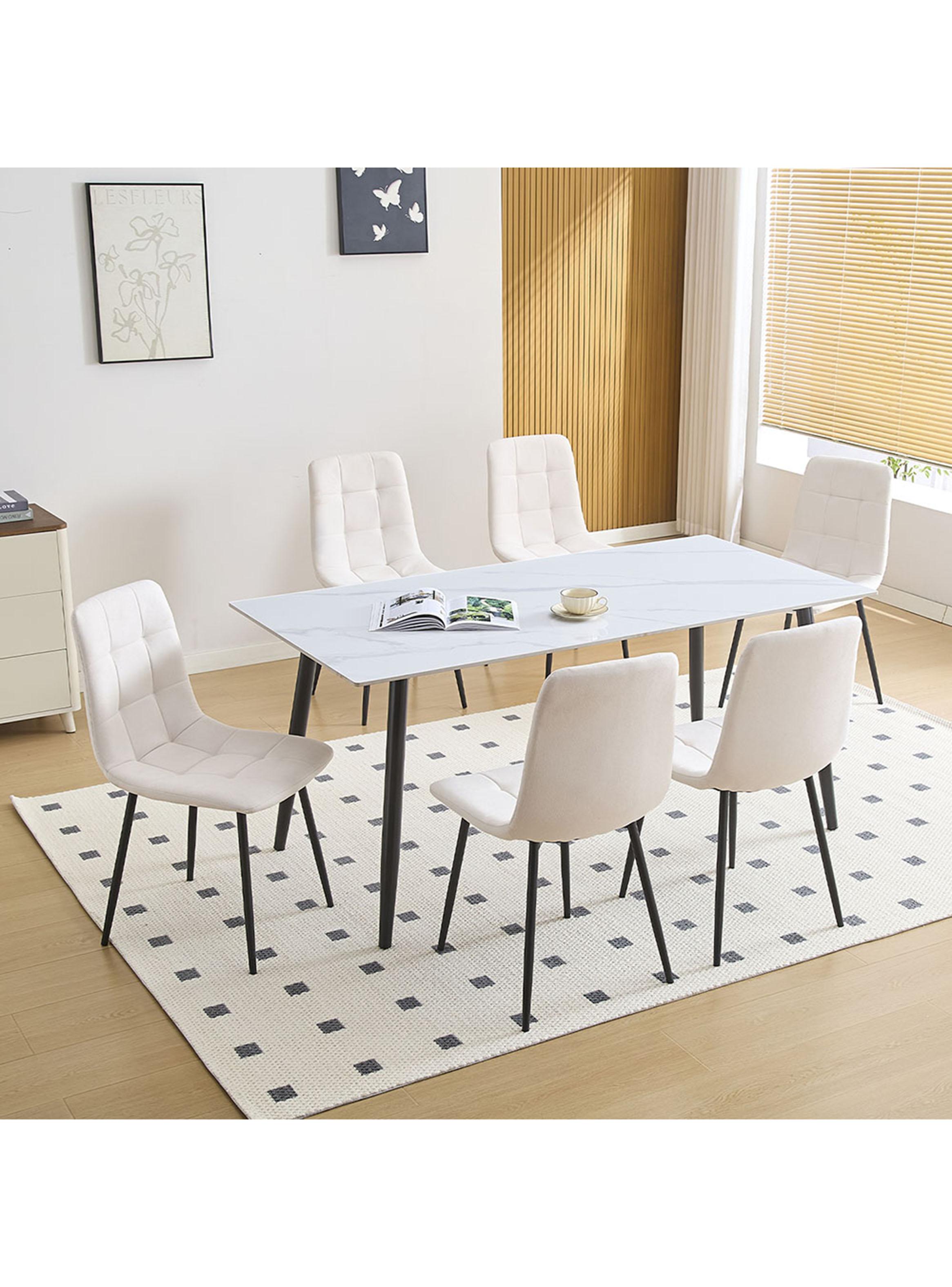 Comedor Gala Lyon 6 Sillas Blanco con Patas Metálicas Negras-4