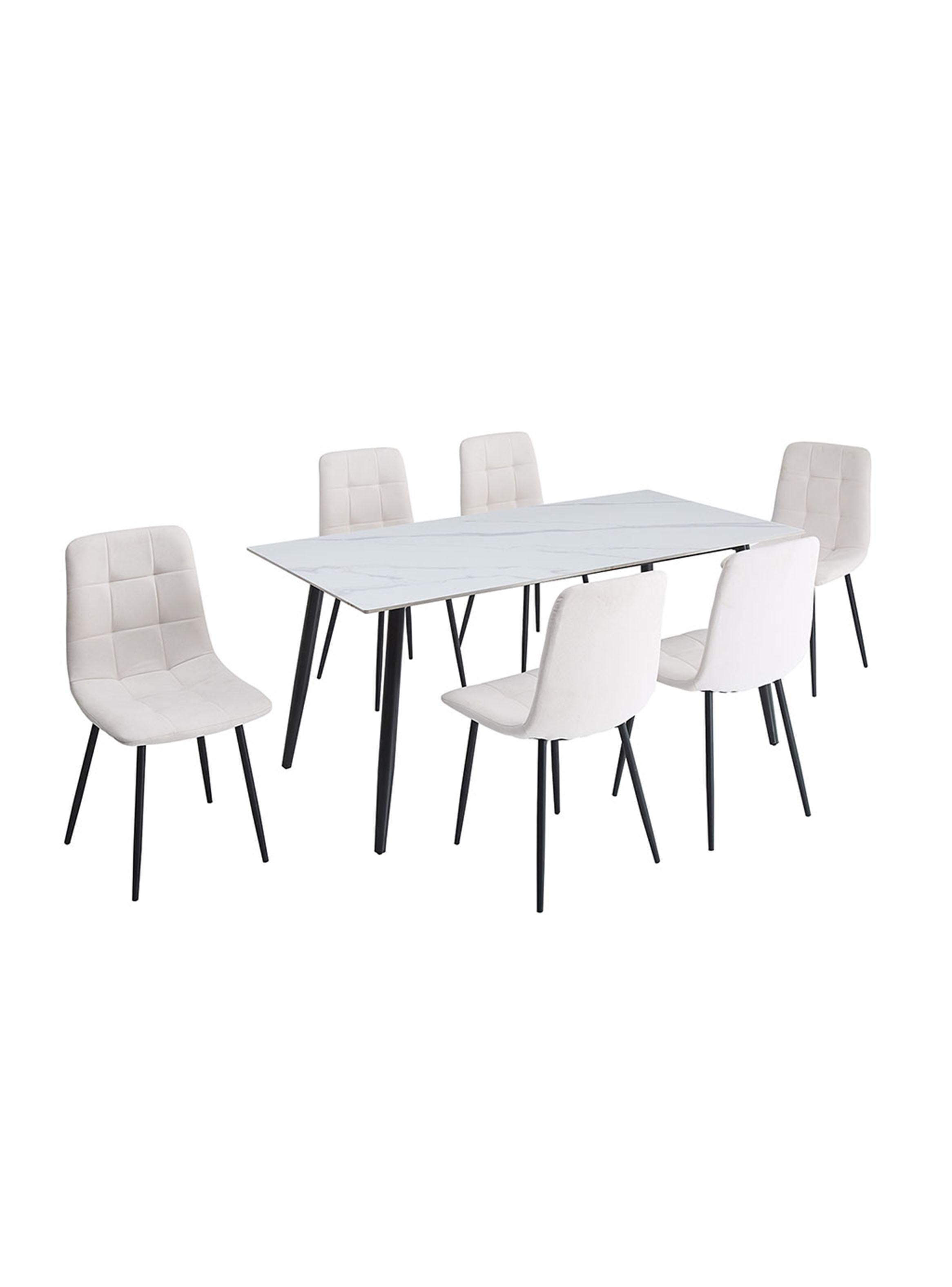 Comedor Gala Lyon 6 Sillas Blanco con Patas Metálicas Negras-3