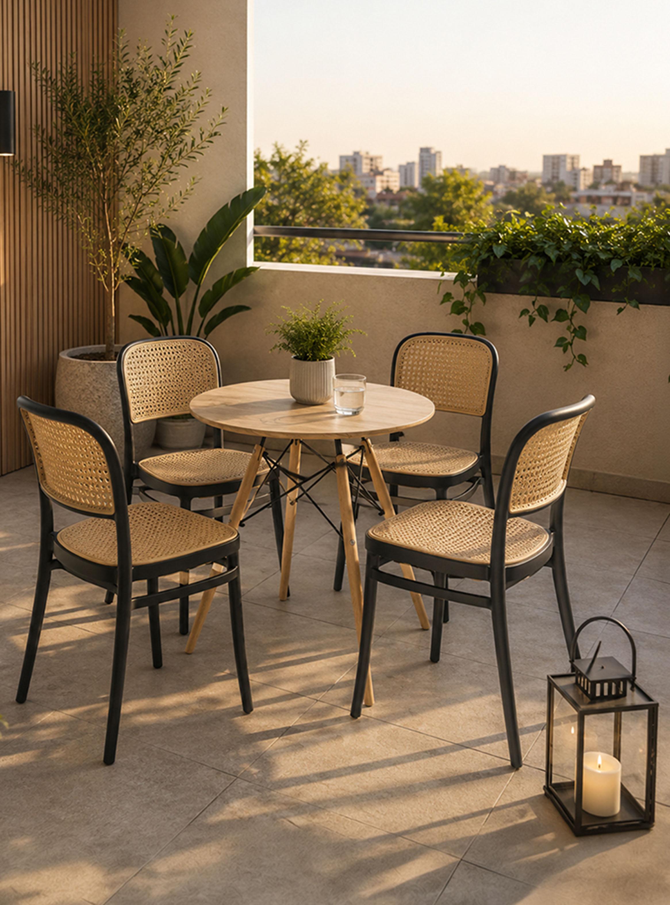 Comedor Loft Duna 4 Sillas Café-4