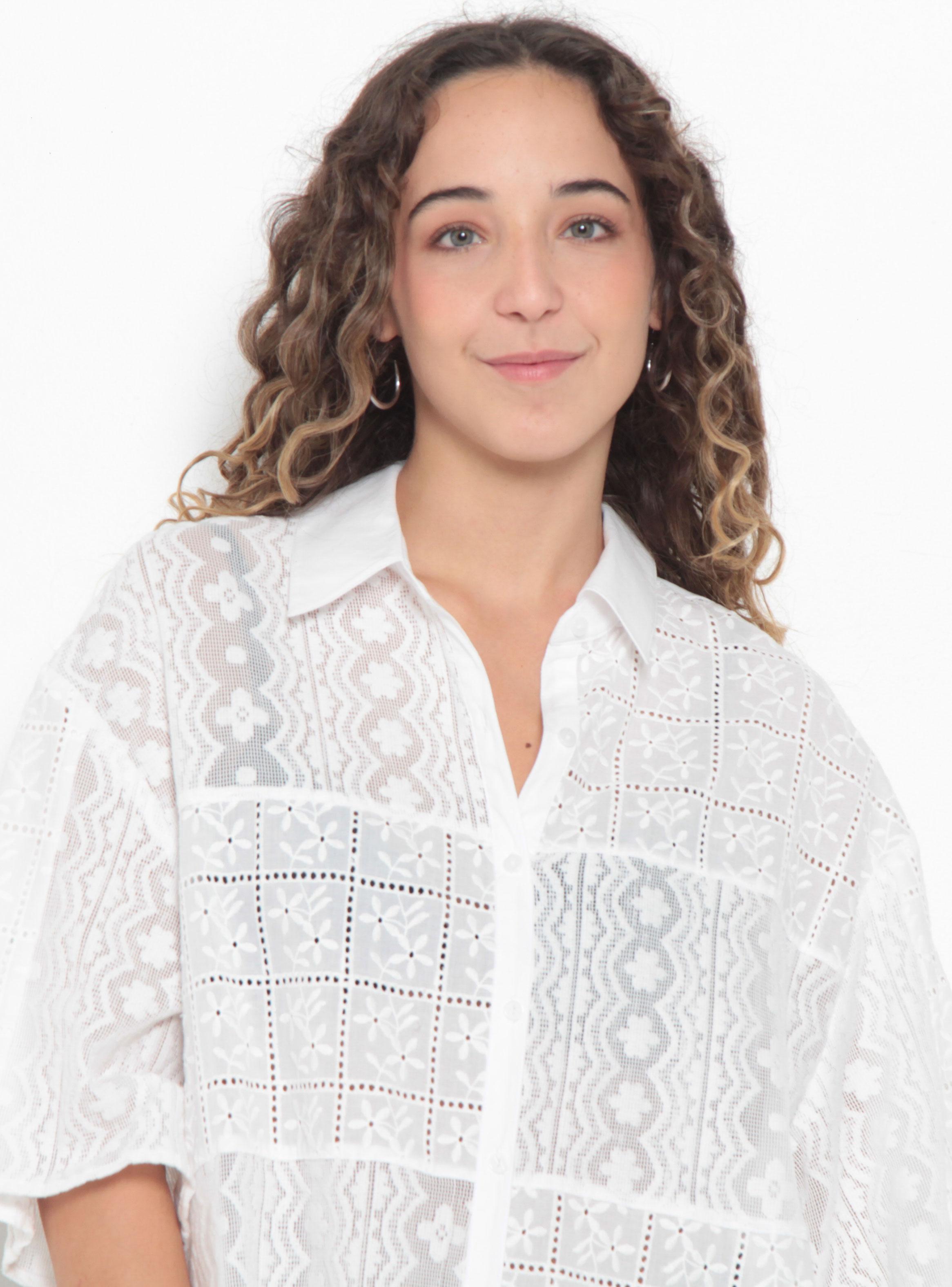 Blusa Manga Corta Embroidery Abotonada Delantero-2