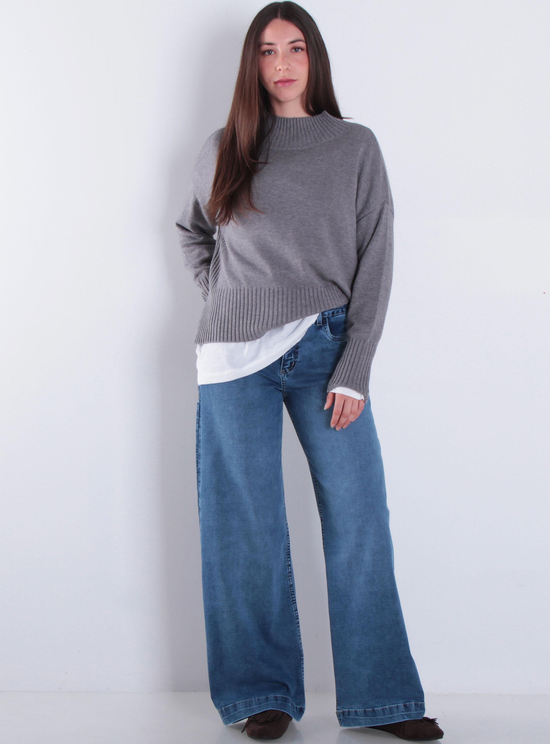 Jeans Wide Leg Tiro Bajo Botón-3