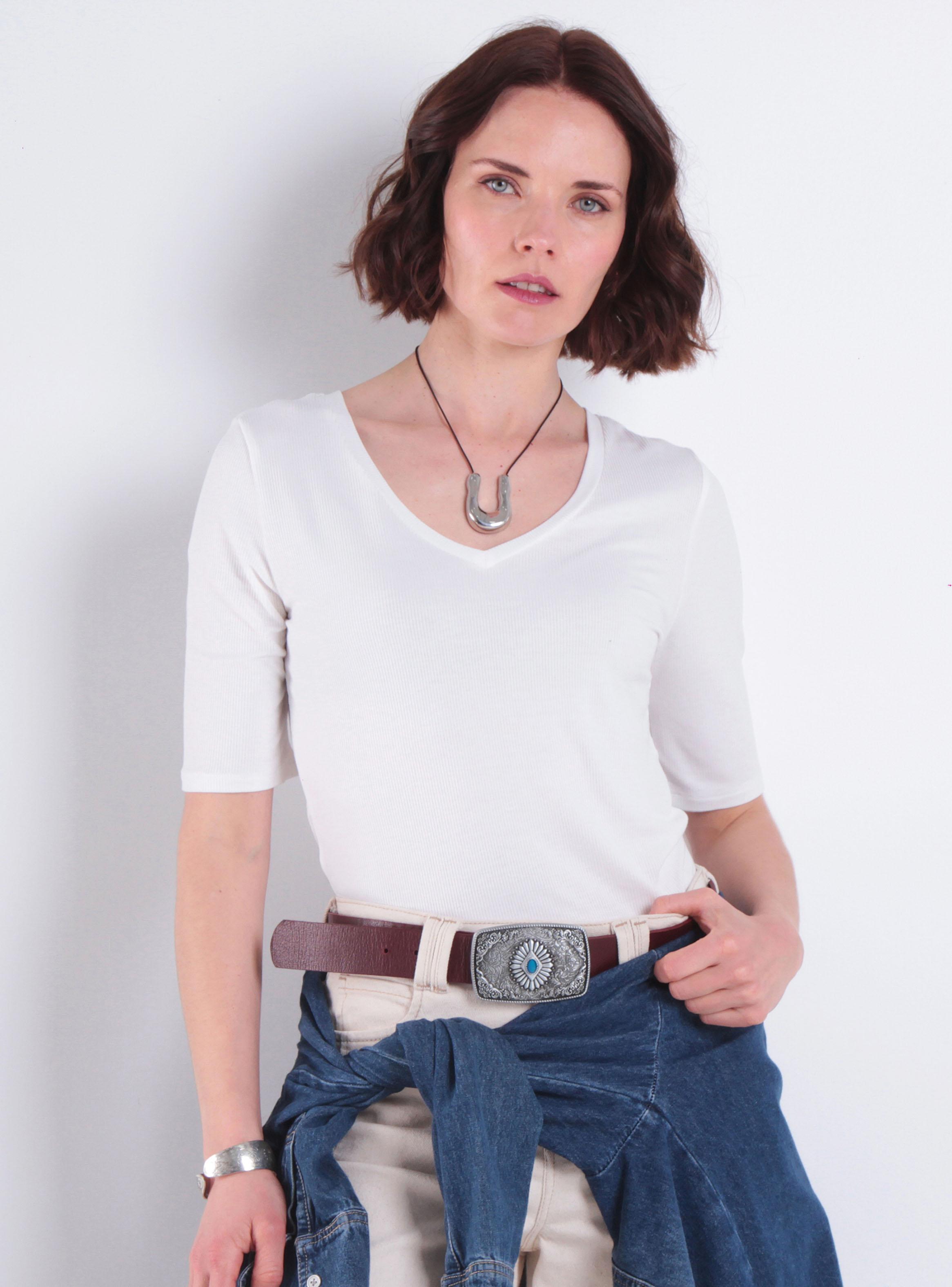Polera Básica Manga 3/4 Escote V K37-0