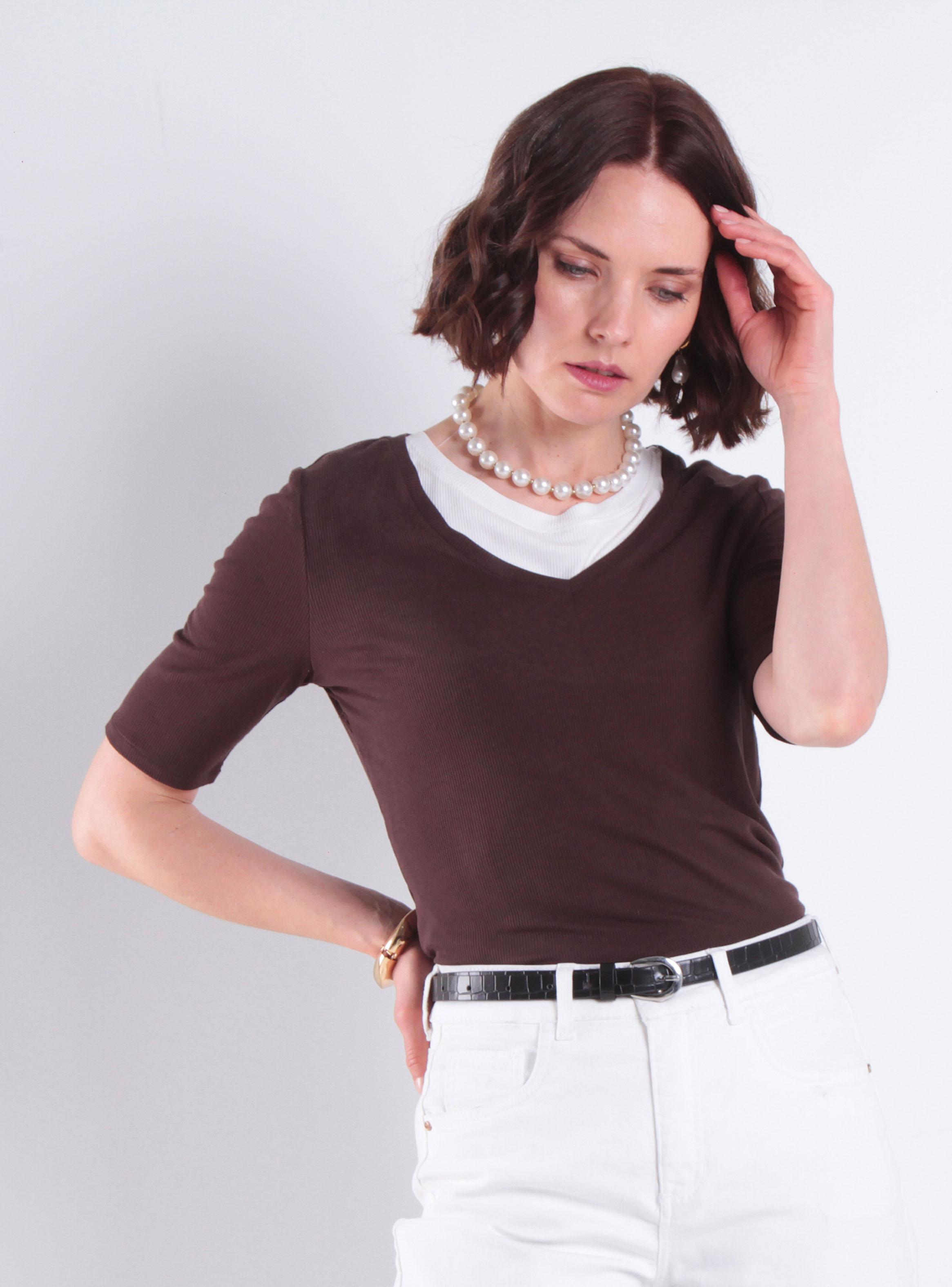Polera Básica Manga 3/4 Escote V K37-0
