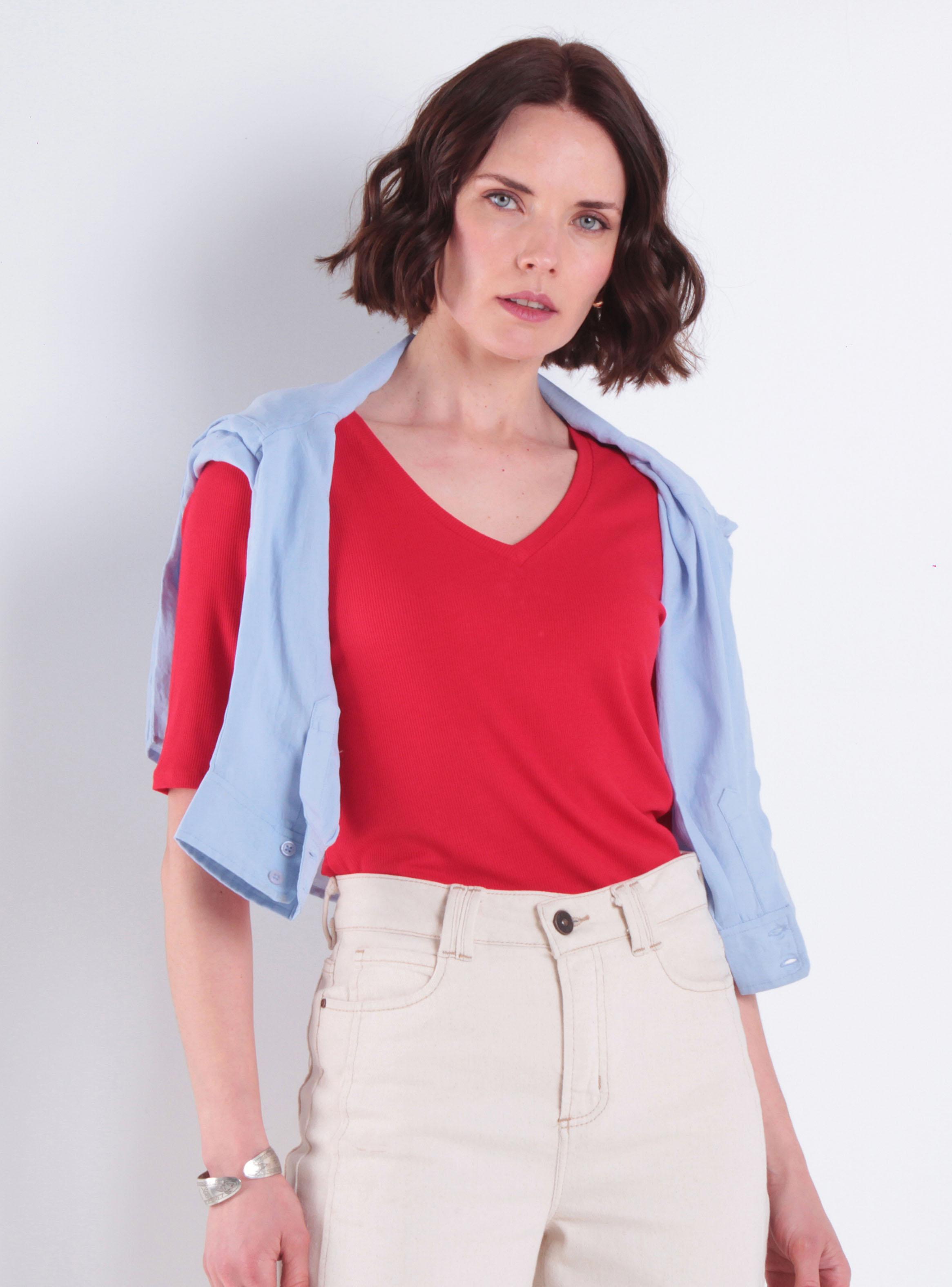 Polera Básica Manga 3/4 Escote V K37-0
