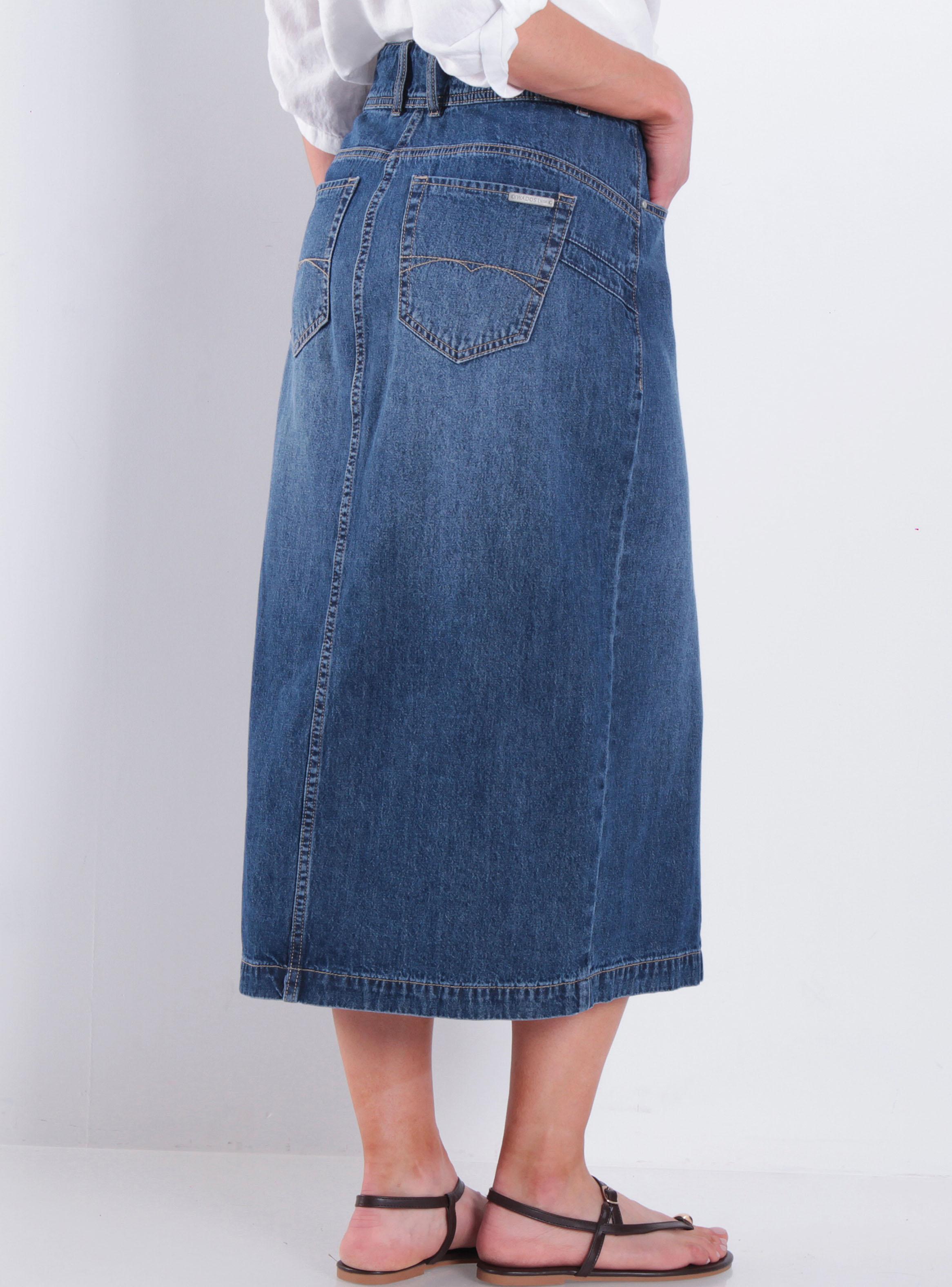 Falda Denim Pretina Media 2 Botones Abertura en Delantero-1