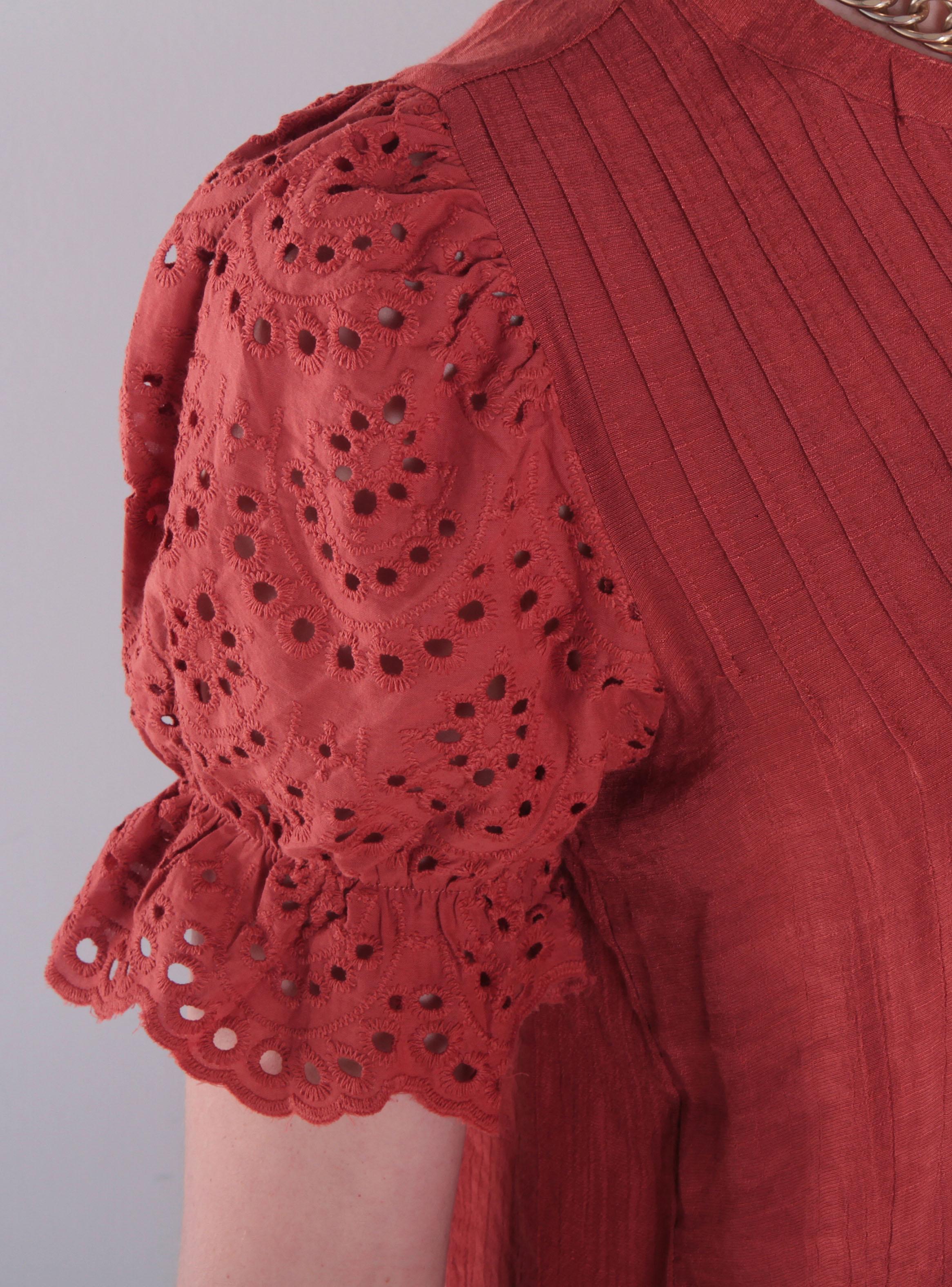 Blusa Manga Corta Abotonado en Delantero Escote V-2