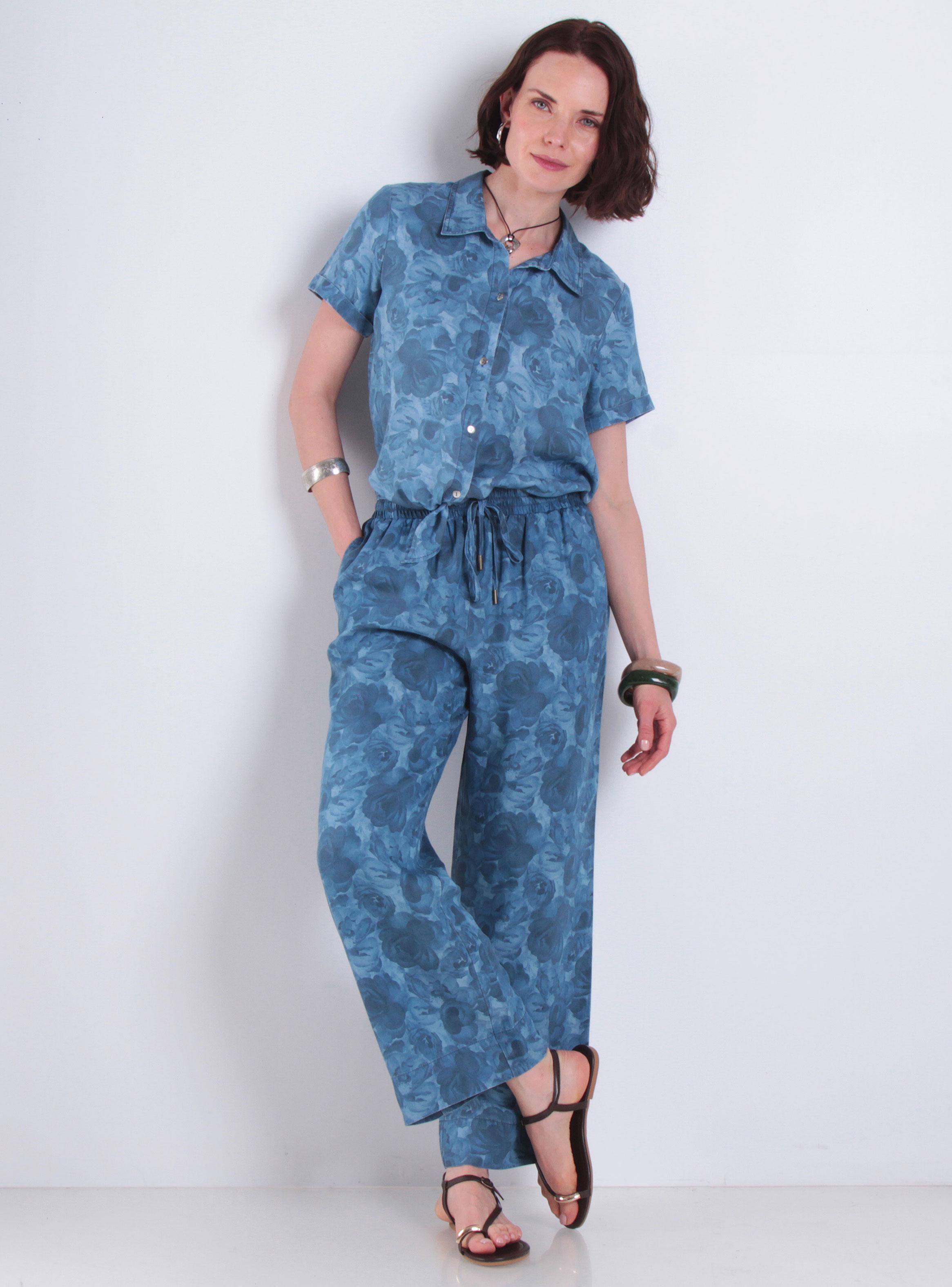 Pantalón Estampado Wide Leg Tiro Alto Pretina-3