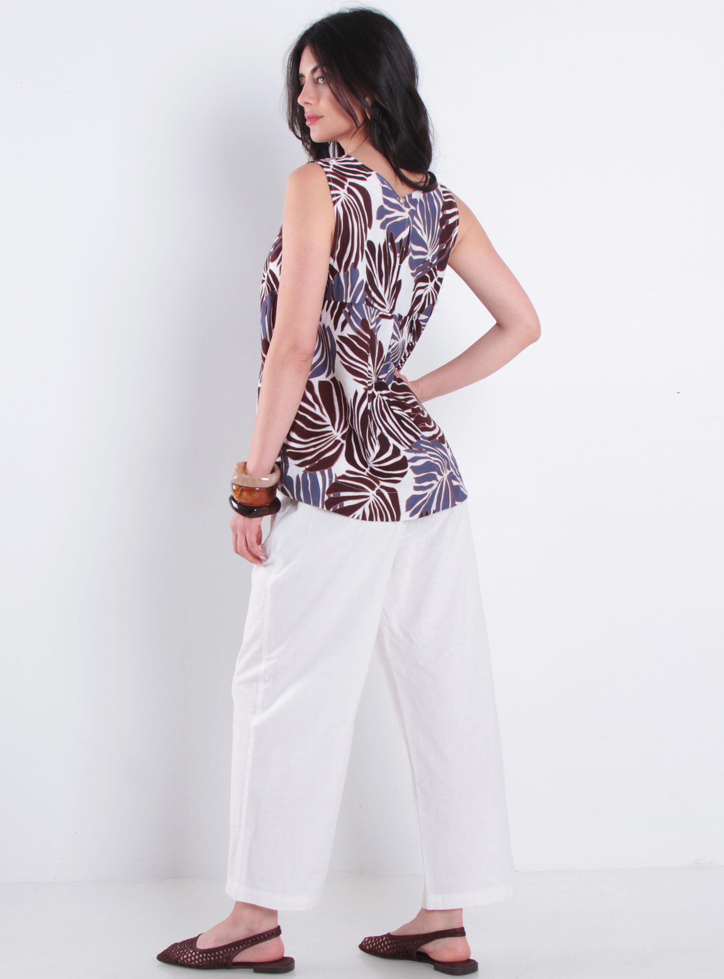 Blusa Estampada sin Manga Escote Redondo-4