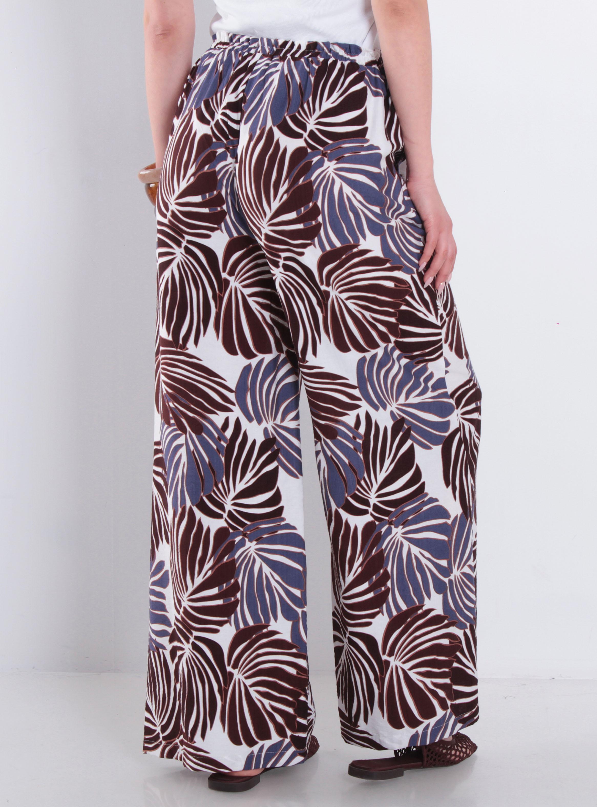 Pantalón Estampado Wide Leg Tiro Alto Pretina Media-1