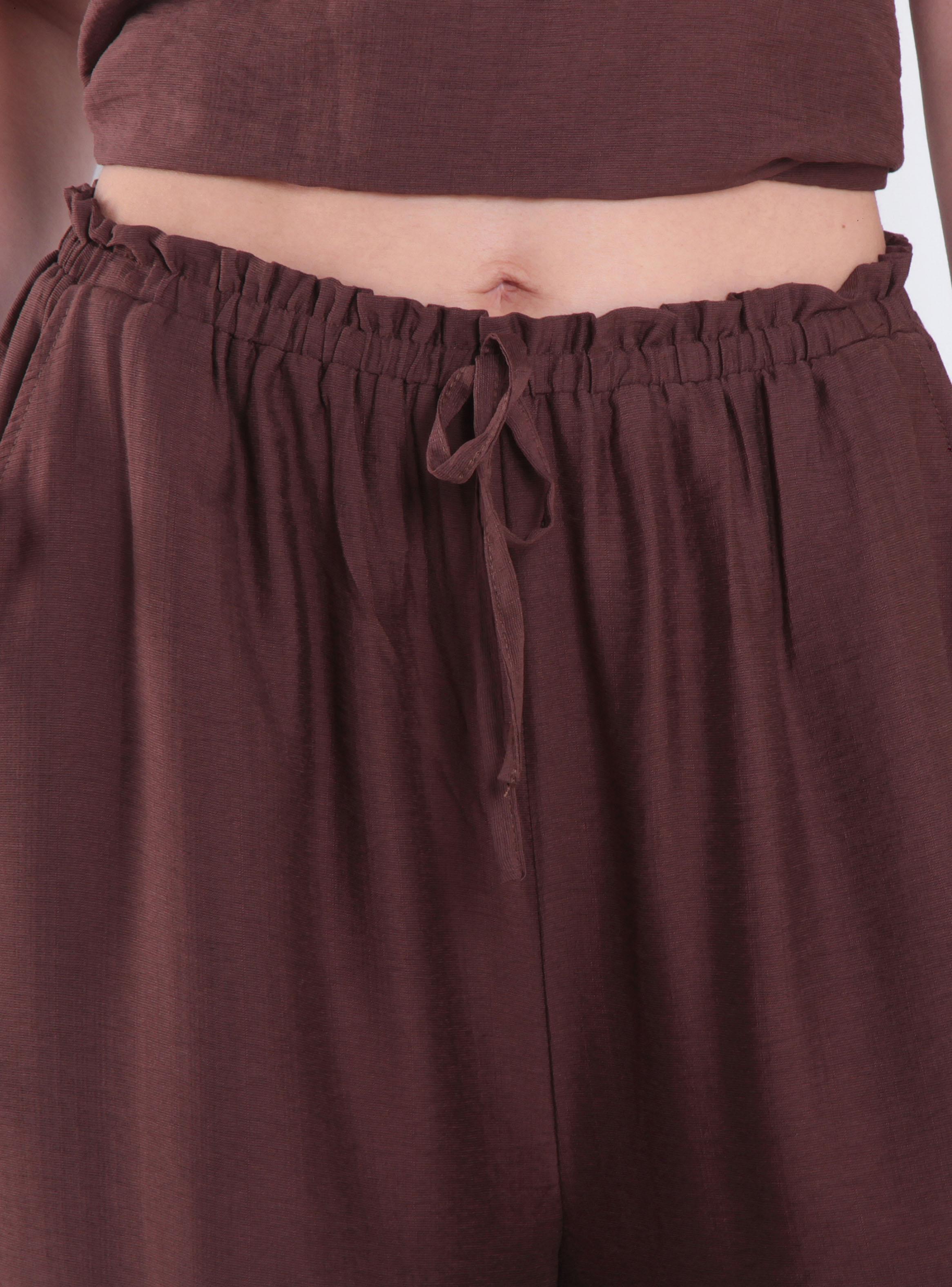 Pantalón Wide Leg Tiro Alto Pretina Media Elasticada-2